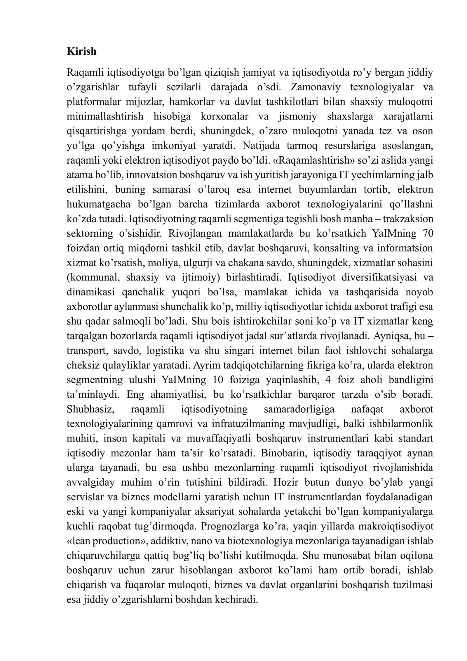 Mamlakat iqtisodiyotini rivojlantirishda informatika va raqamli texnalogiyalarning o'rni 3