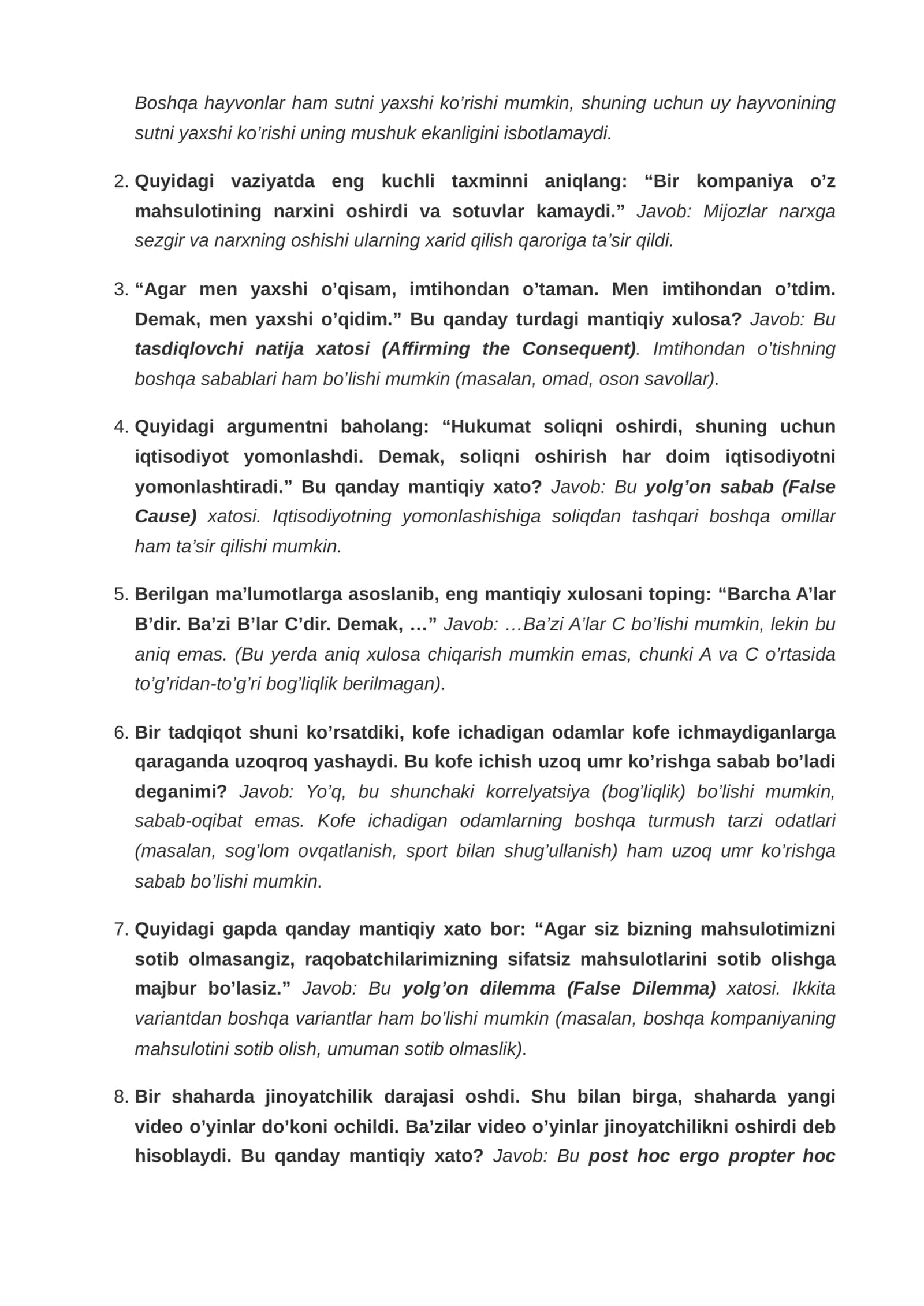Prezident maktabi kirish imtihonlari uchun savol-javoblar to’plami (2-qism) 3