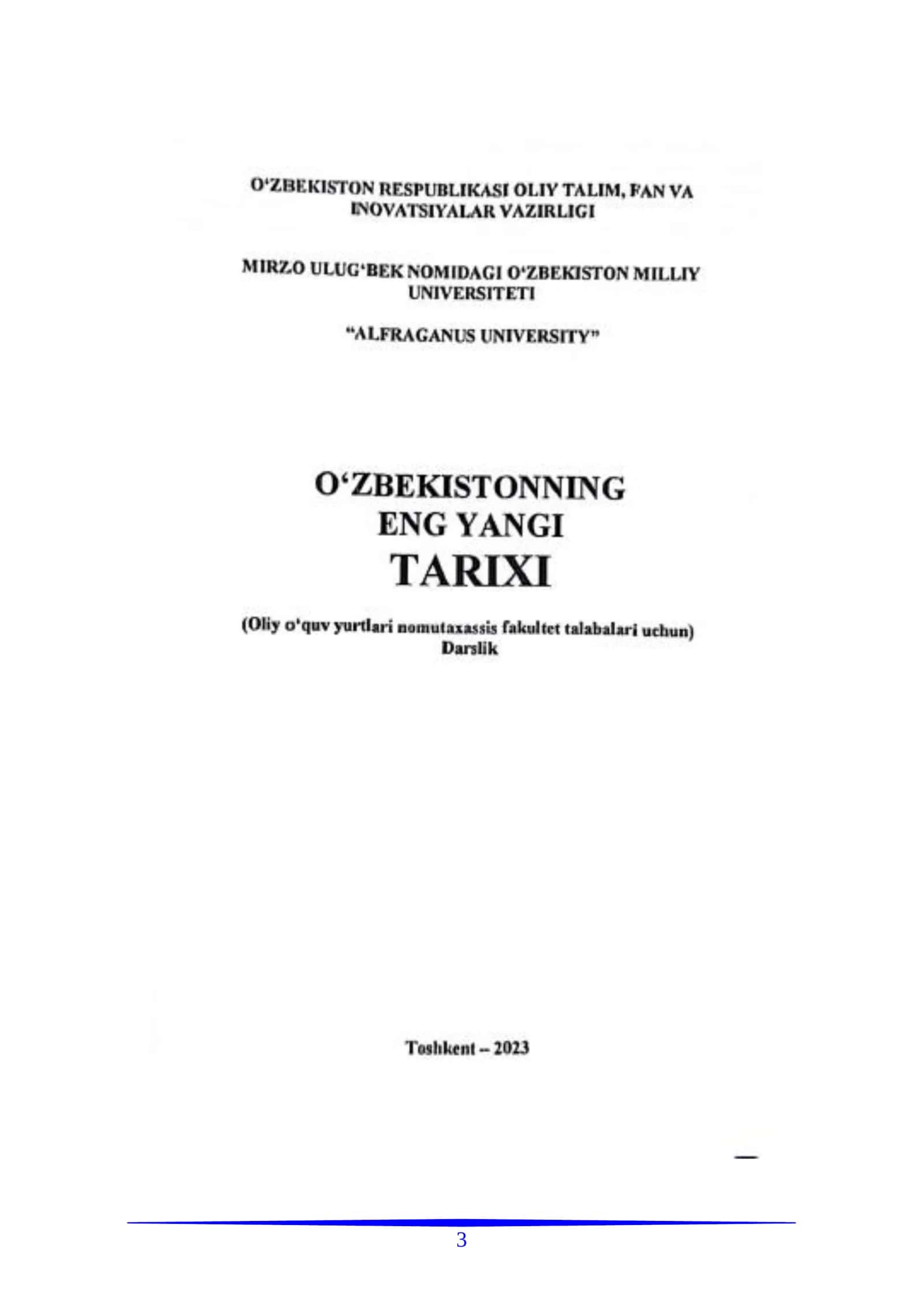 O‘zbekistonning mustaqillik davrida O‘zbekiston mustaqillik davri tarixi fanidan o‘quv qo‘llanma 3