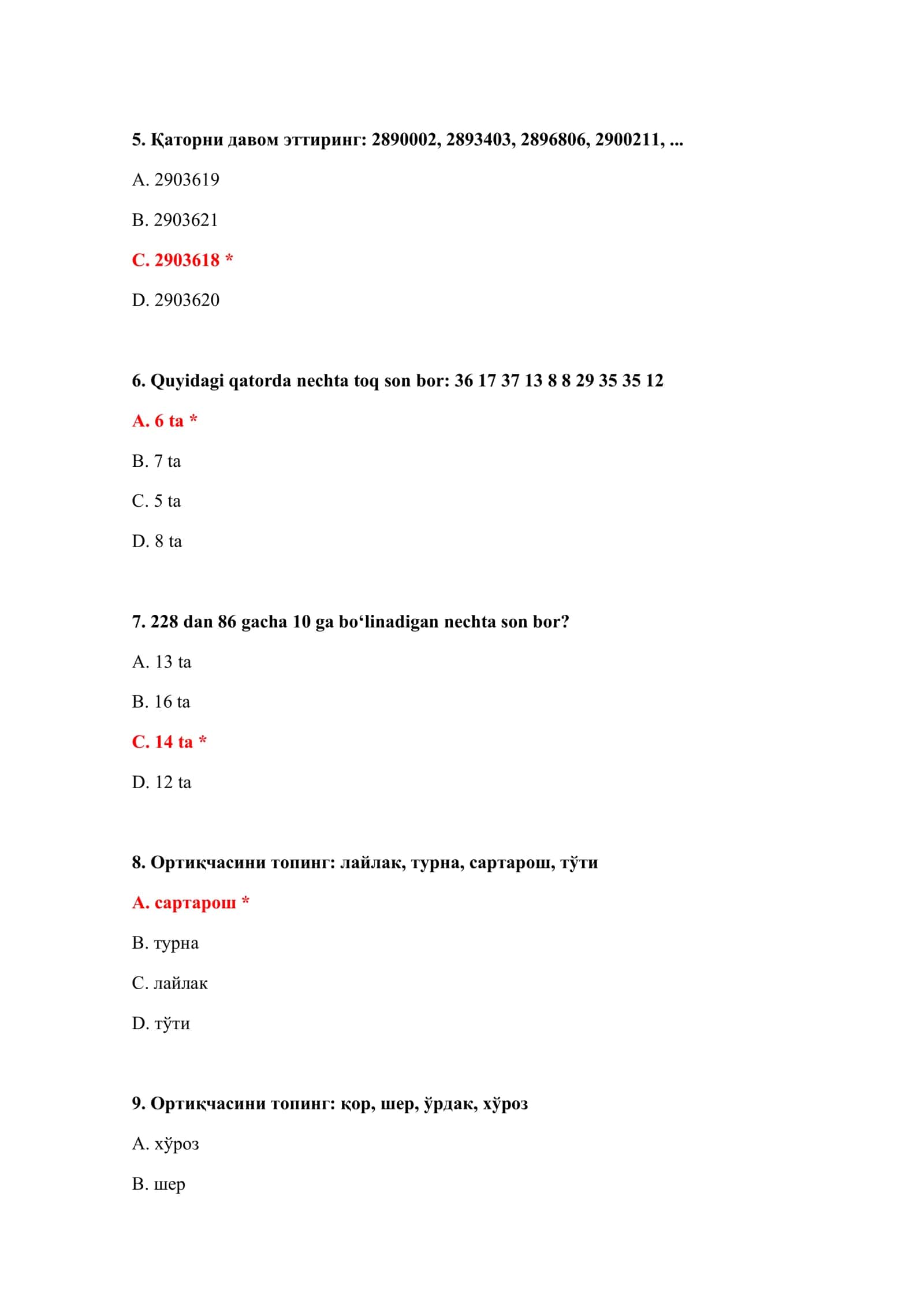 KIRISH SUHBAT TESTLARI 3