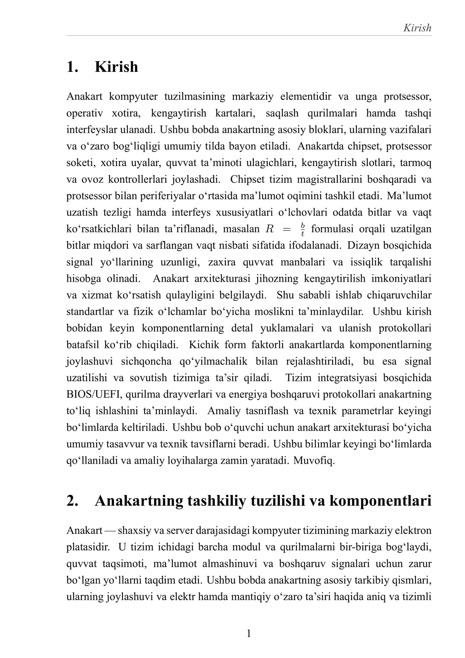 Anakart tuzilishi va ishlashi 3