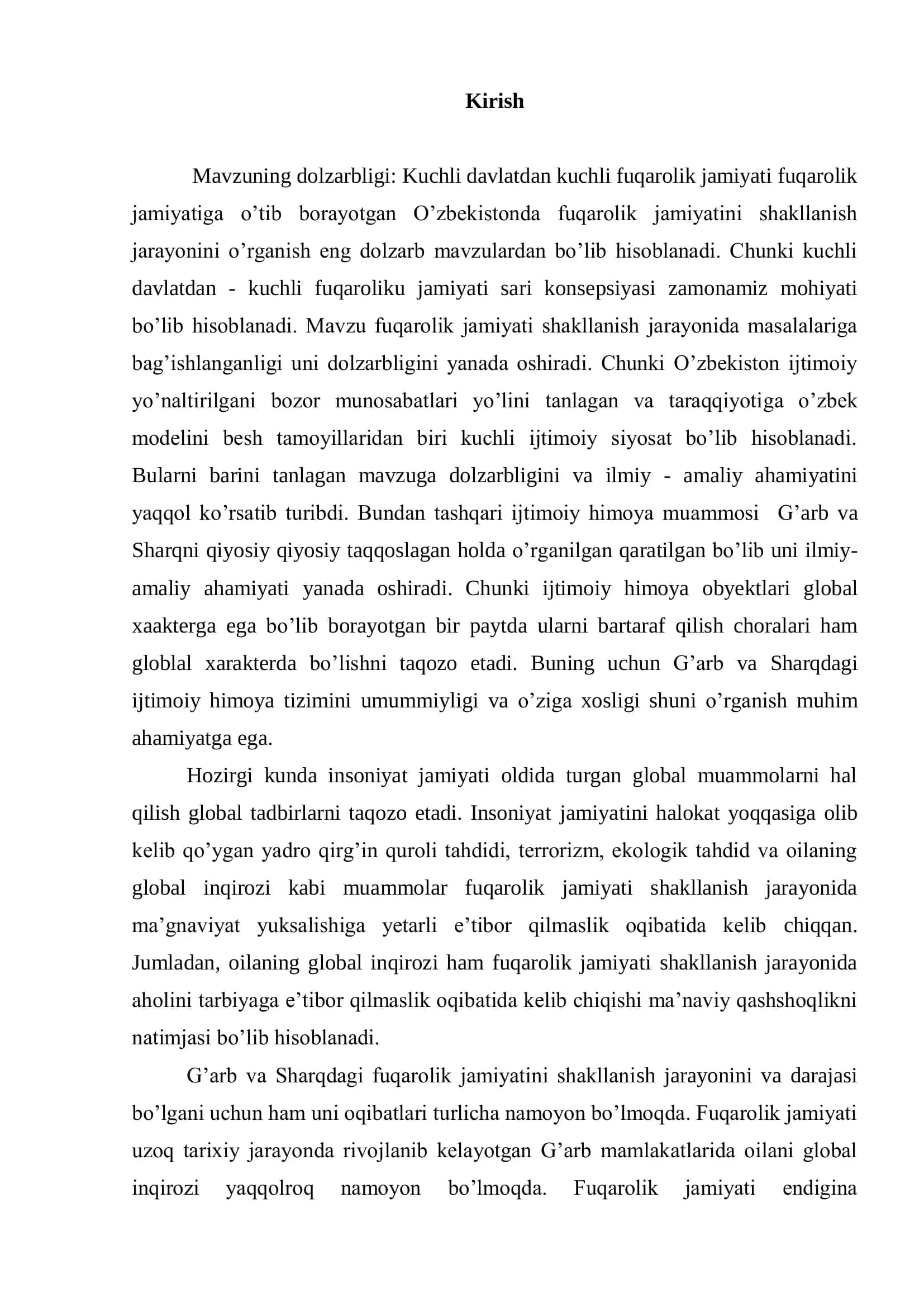 Fuqarolik jamiyati shakllanish jarayonida G’arb va Sharq ijtimoiy himoya tizimining umumiyligi va o’ziga xosligi 3