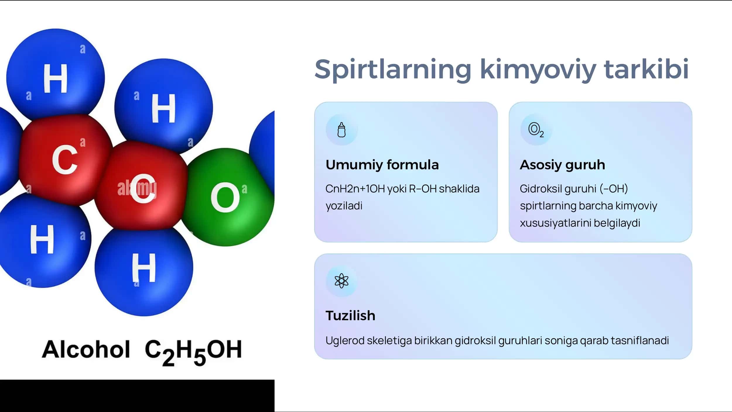 Spirtlarning tarkibi, 
klassifikatsiyasi va bir va 
ko'p atomli spirtlar 3
