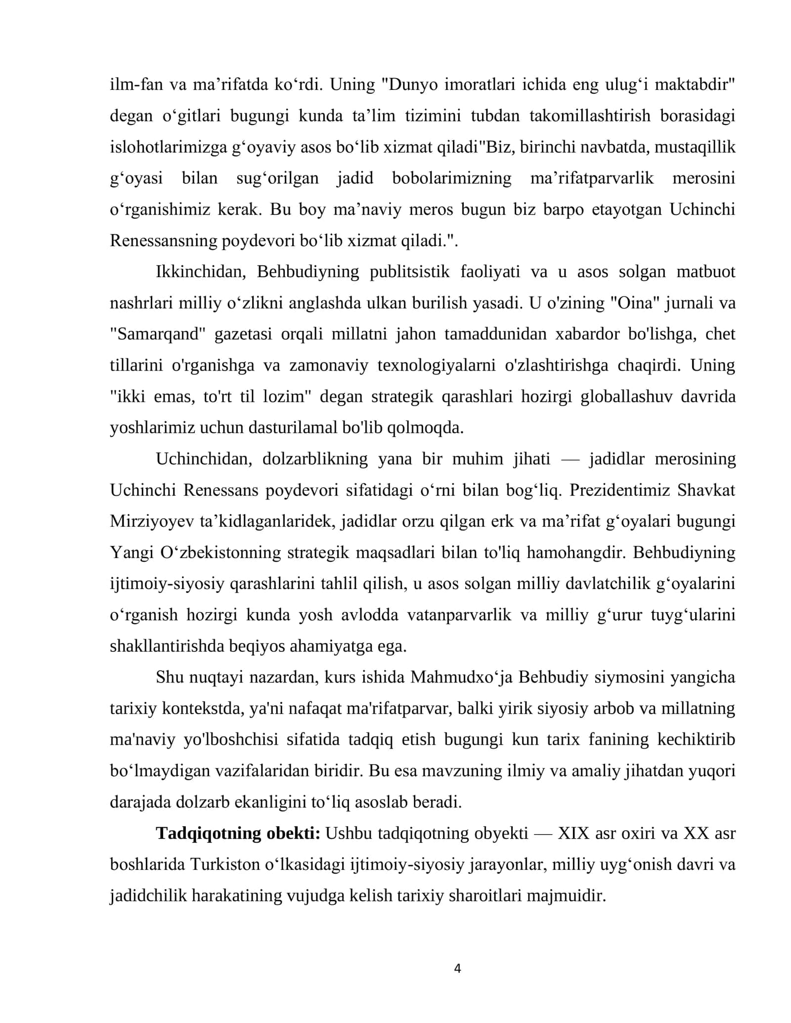 Turkiston jadidchilik harakatining shakllanish qonuniyatlarini Mahmudxo‘ja Behbudiy faoliyati misolida 3