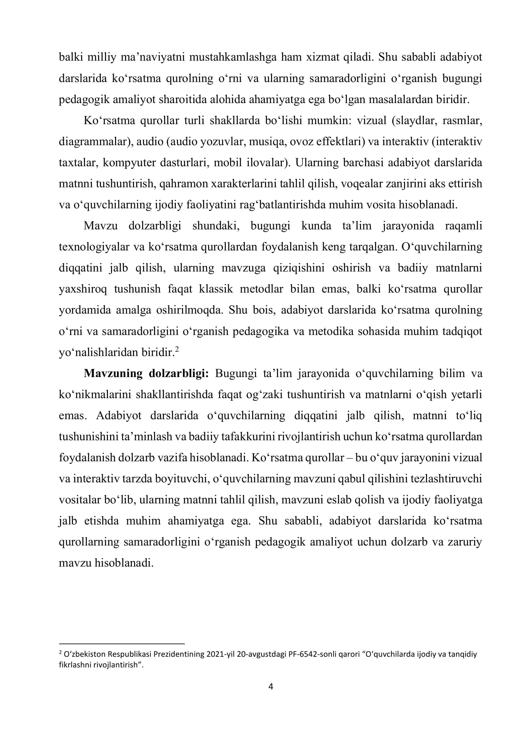 ADABIYOT DARSLARIDA ADABIY MATERIALLARNI O‘ZLASHTIRISHDA KO‘RSATMA QUROLNING O‘RNI 3