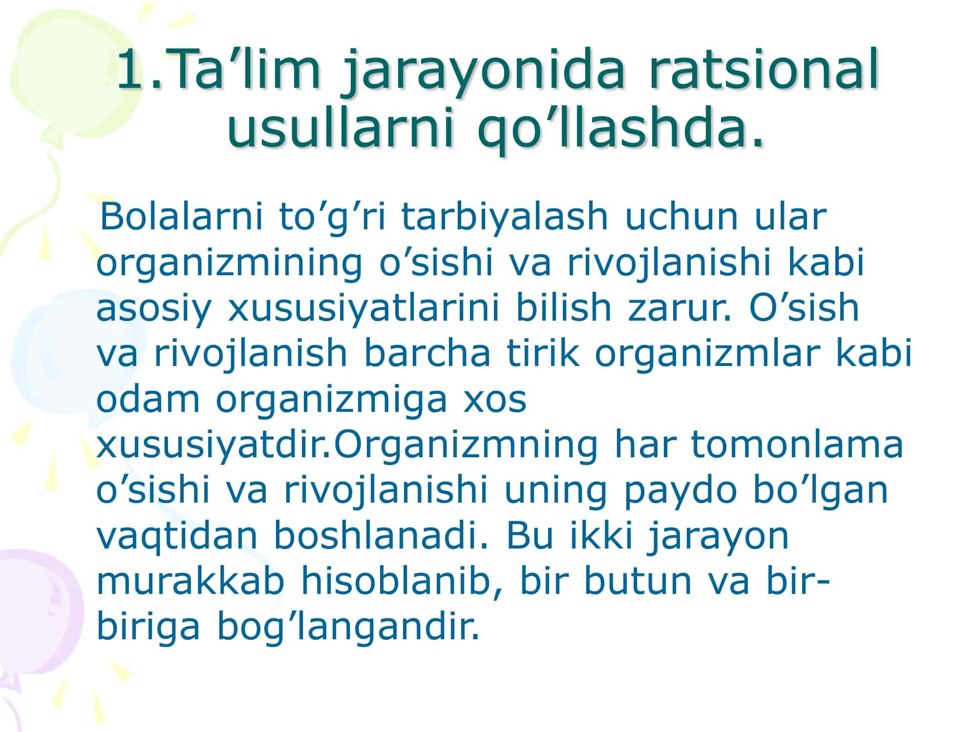 Oʻsish va rivojlanishning umumiy qonuniyatlari, organizm va muhit 3