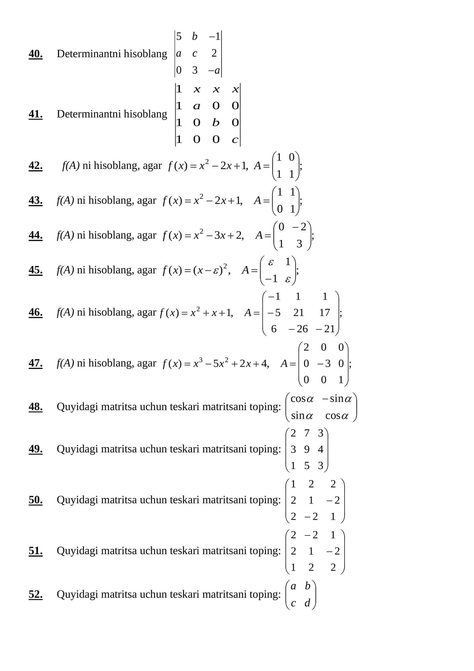 ALGEBRA VA SONLAR NAZARIYASI FANIDAN ORALIQ NAZORAT SAVOLLARI 3
