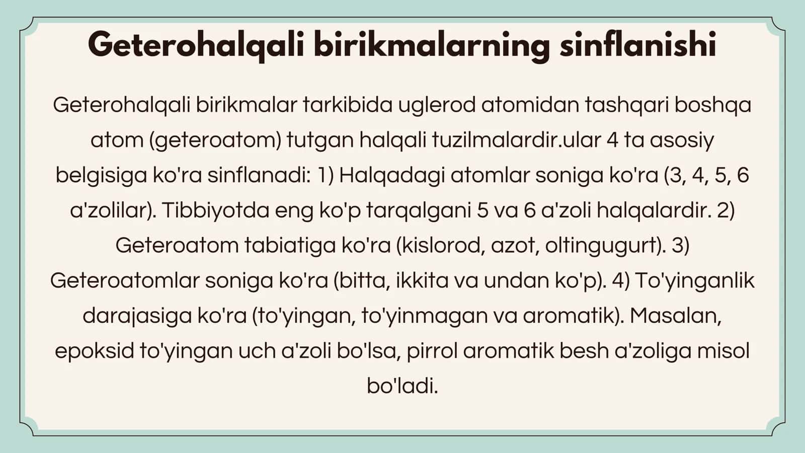 Geterohalqali birikmalar metabolitlar va dorivor moddalar sifatida 3