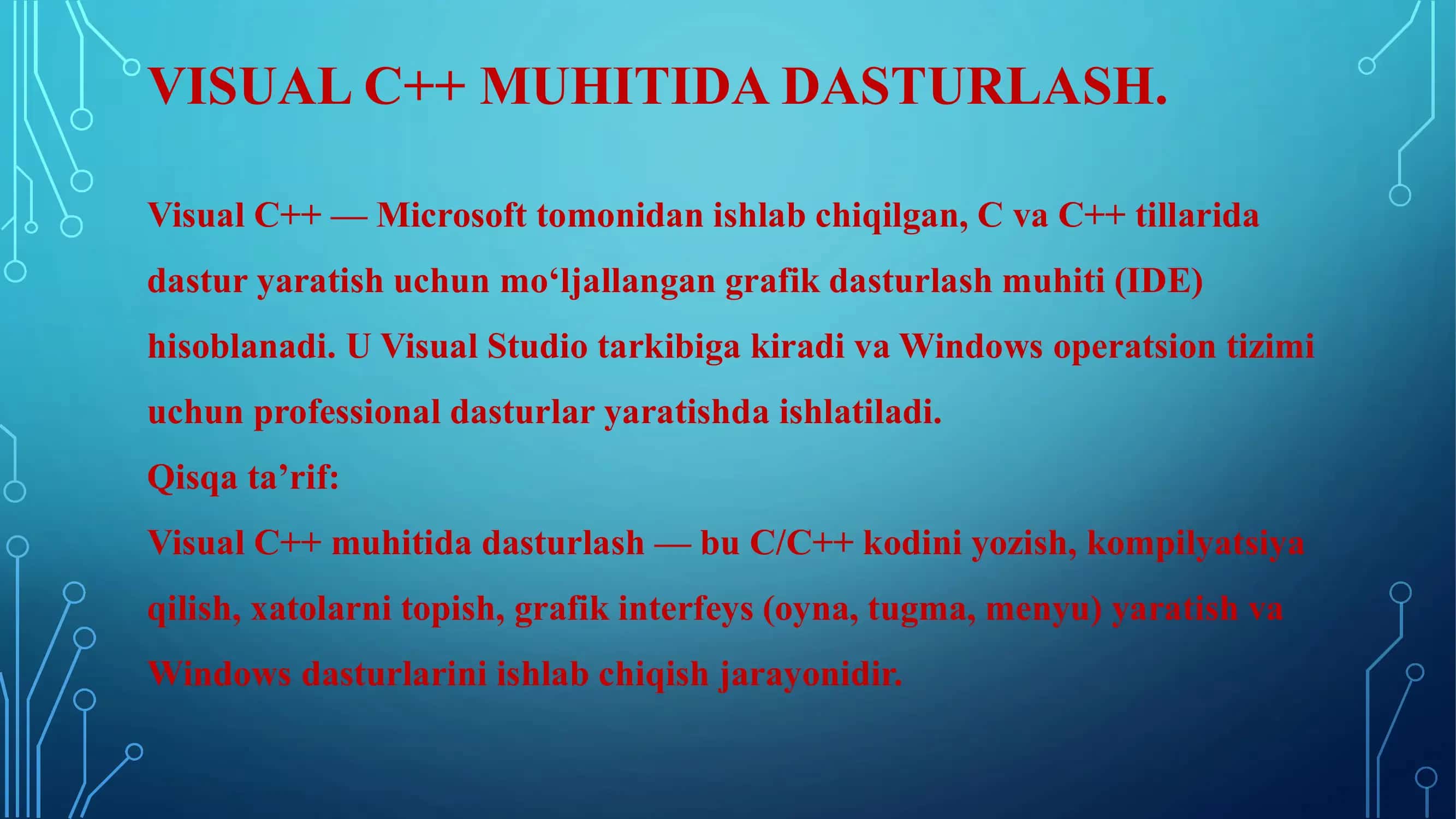 Visual C++muhitida dasturlash 3