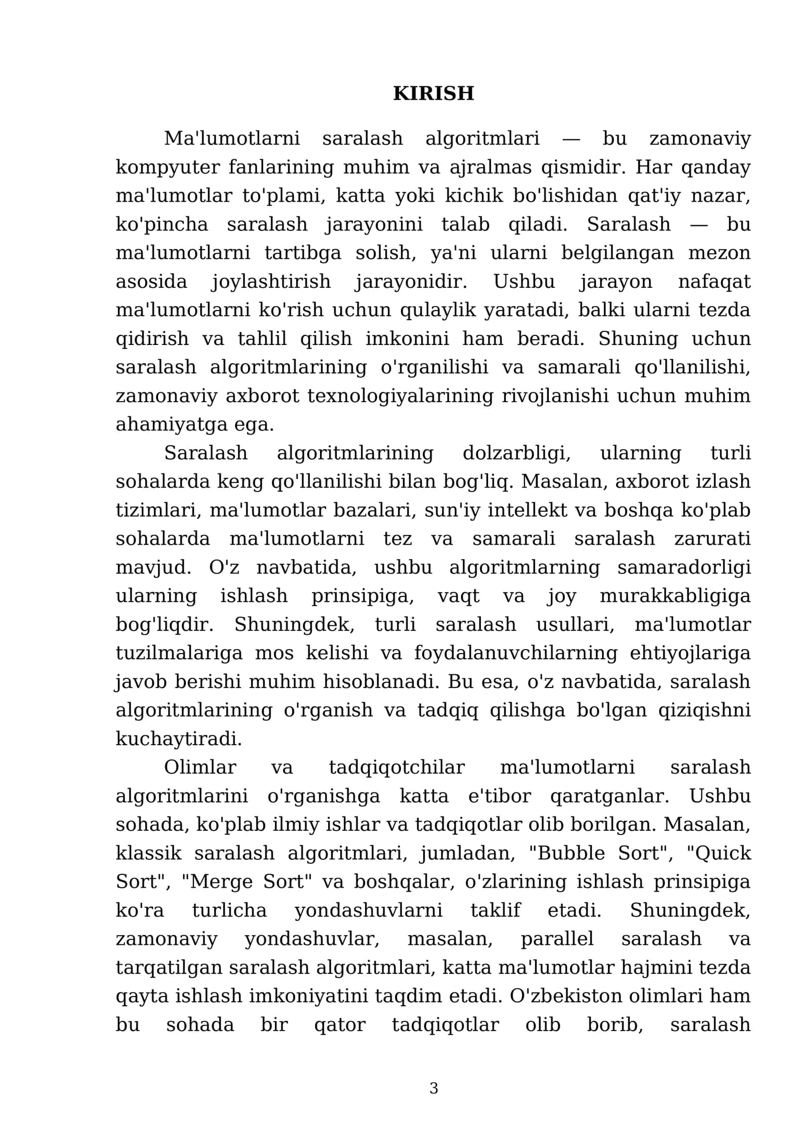 Ma'lumotlarni saralash algoritmlari. Saralash tushunchasi va uning vazifasi 3