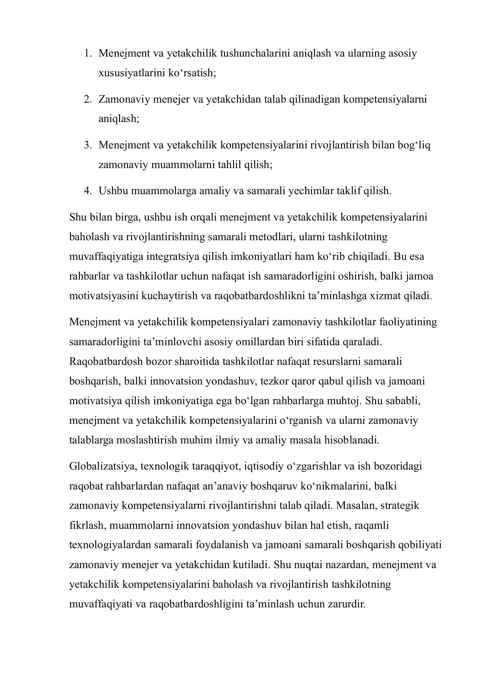 MENEJMENT VA YETAKCHILIK KOMPETENSIYALARI ZAMONAVIY TALABLARGA MOS RAVISHDA BERILGAN MUAMMONI KENG TAHLIL QILISH 3