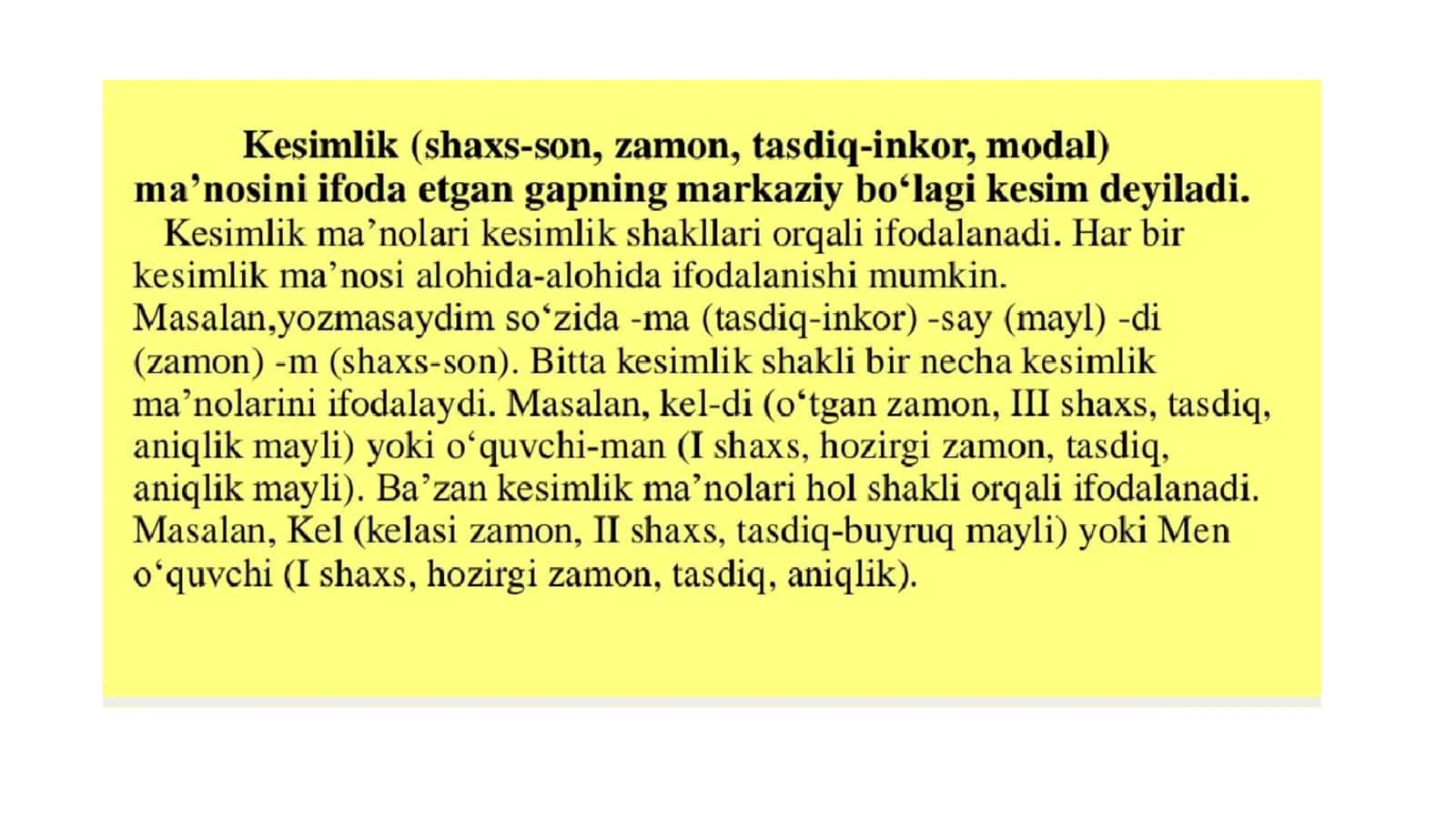 Oʻzbek tilshunosligida kesimning oʻrganilish tadbiqi 3