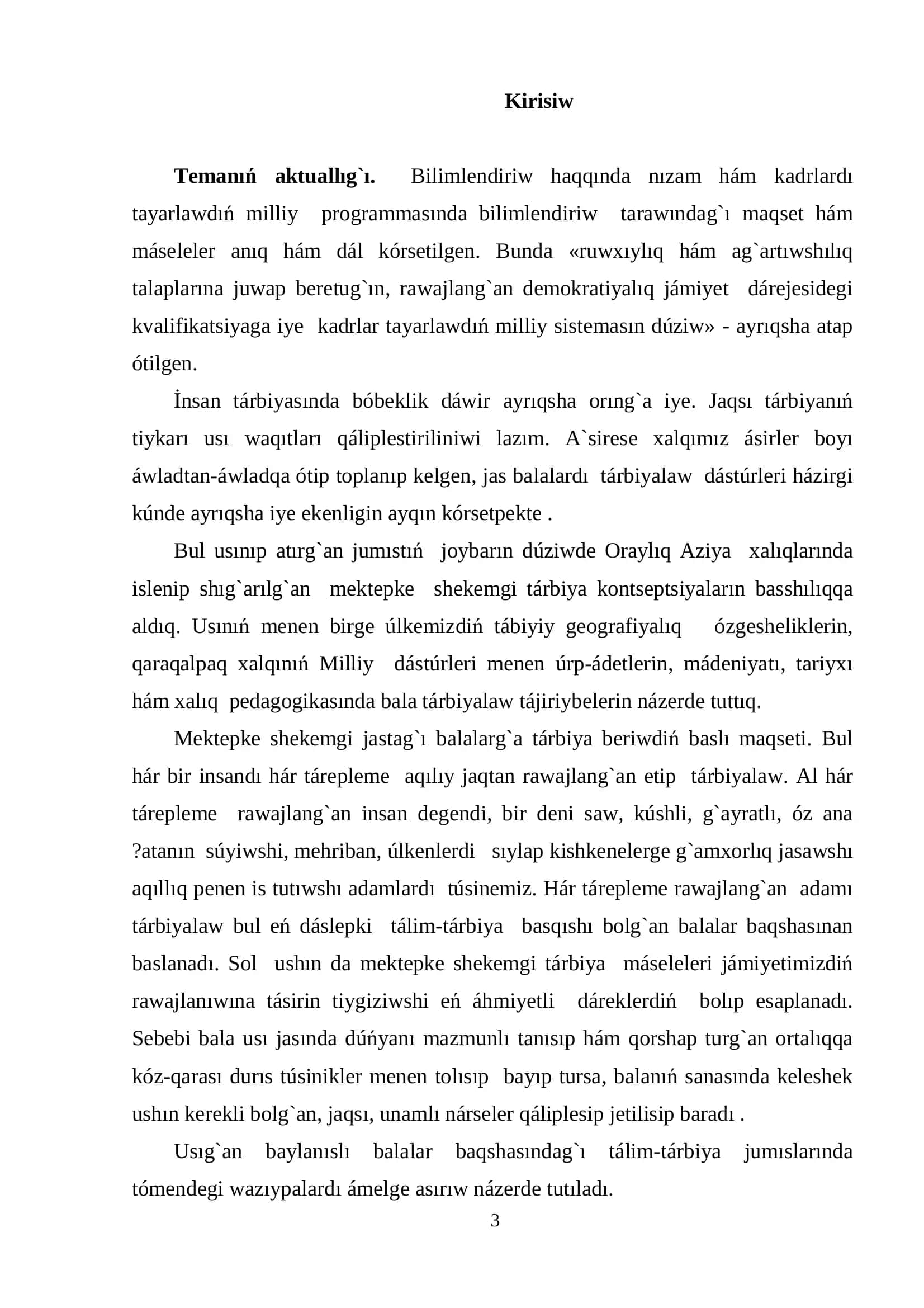 «Pedagogika» fakul`teti: Pedagogika kafedrası 3