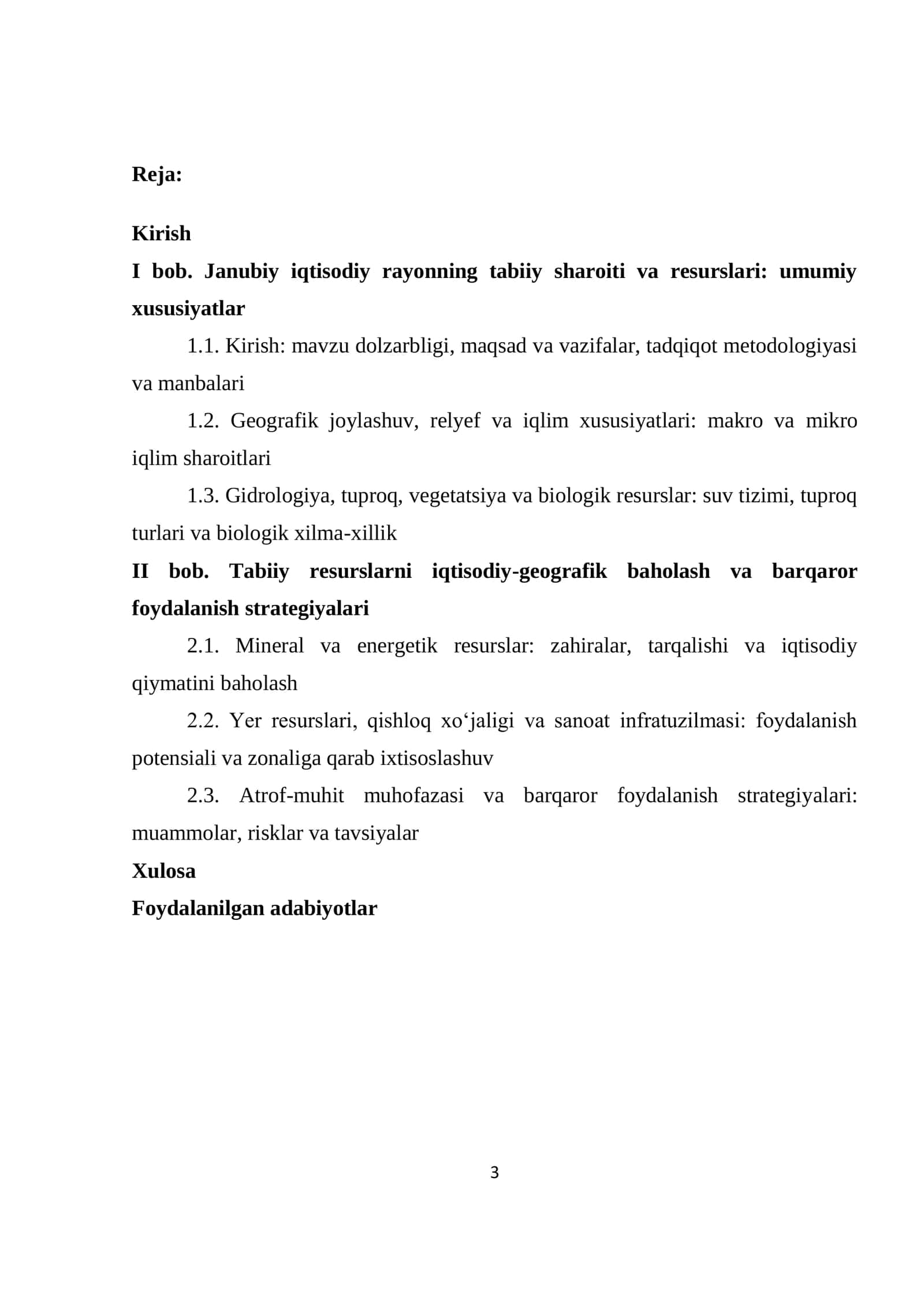 Janubiy iqtisodiy rayoni tabiiy sharoiti va resurslarini iqtisodiy–geografik baholash 3