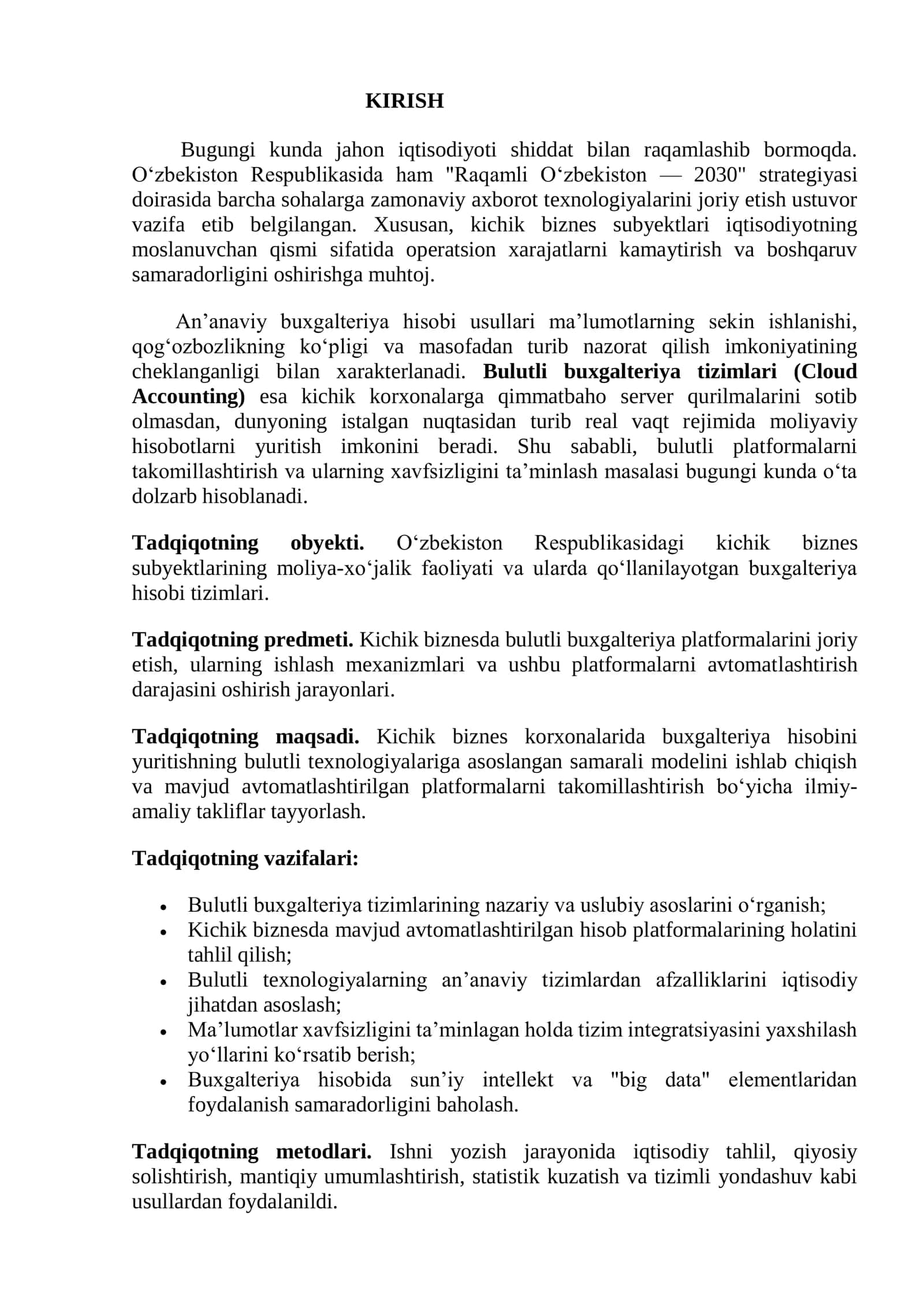 Kichik biznesda bulutli buxgalteriya tizimining avtomatlashtirilgan hisob platformasini takomillashtirish 3