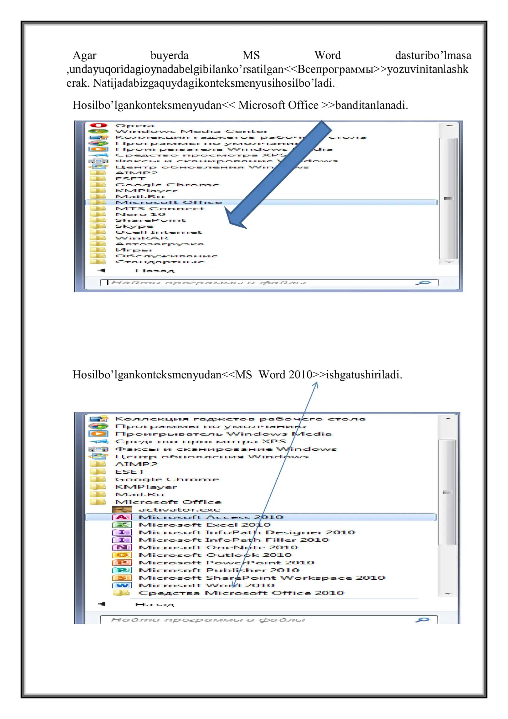 MS Word matn muharriri va uning imkoniyatlari 3