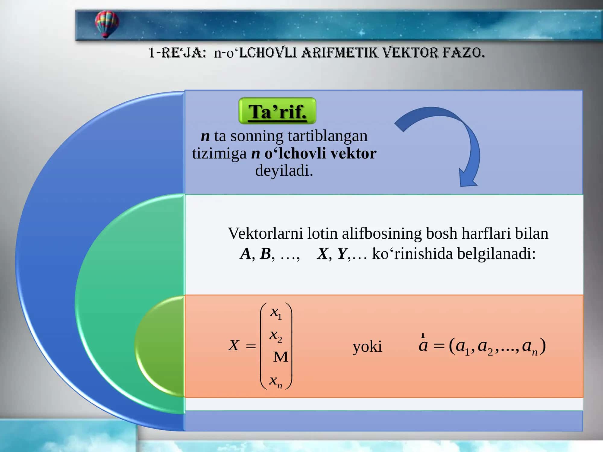 Arifmetik vektor fazo 3