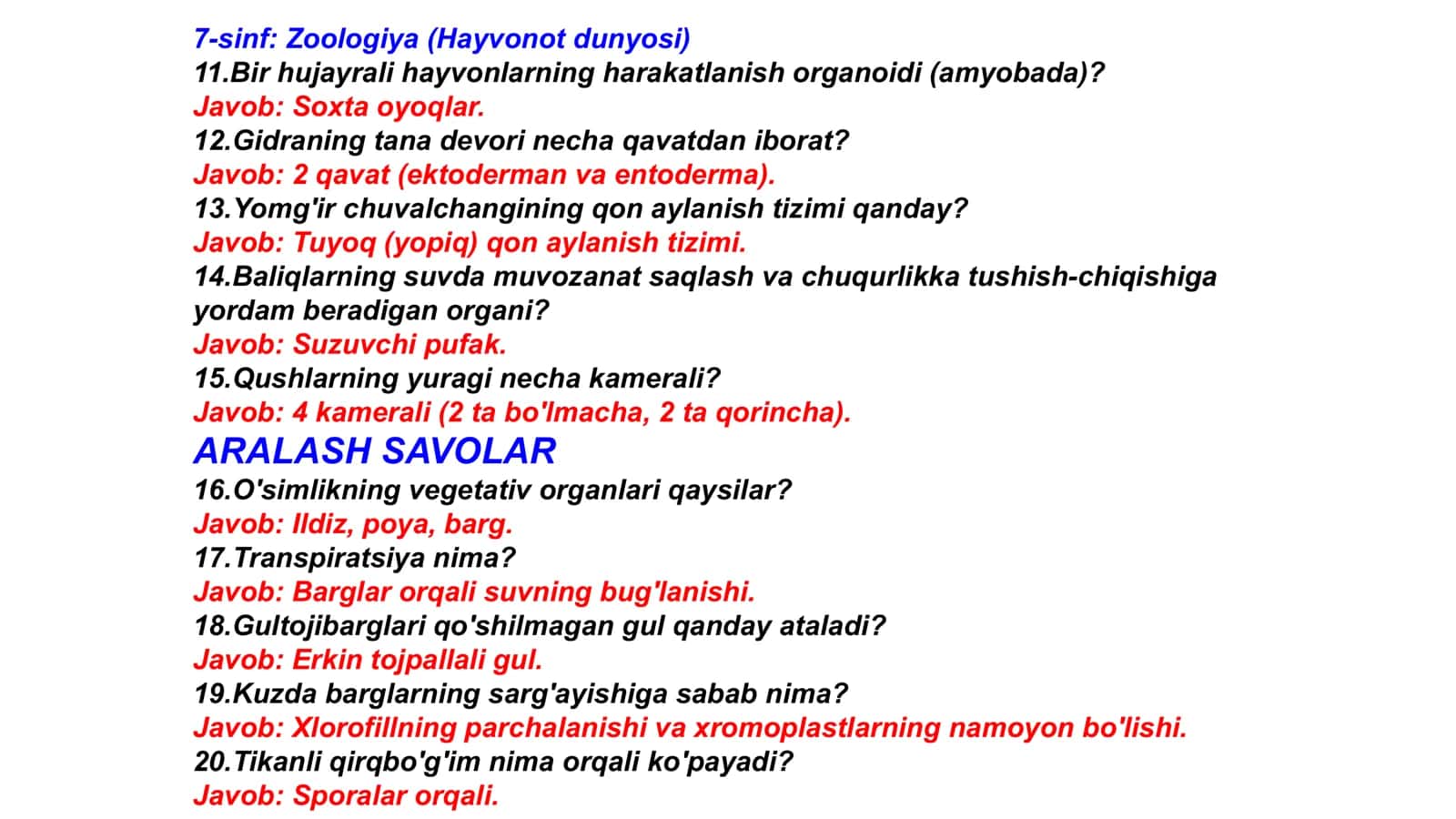 Biologiya (5, 6, 7-sinﬂar) Tayor shablonlar 3