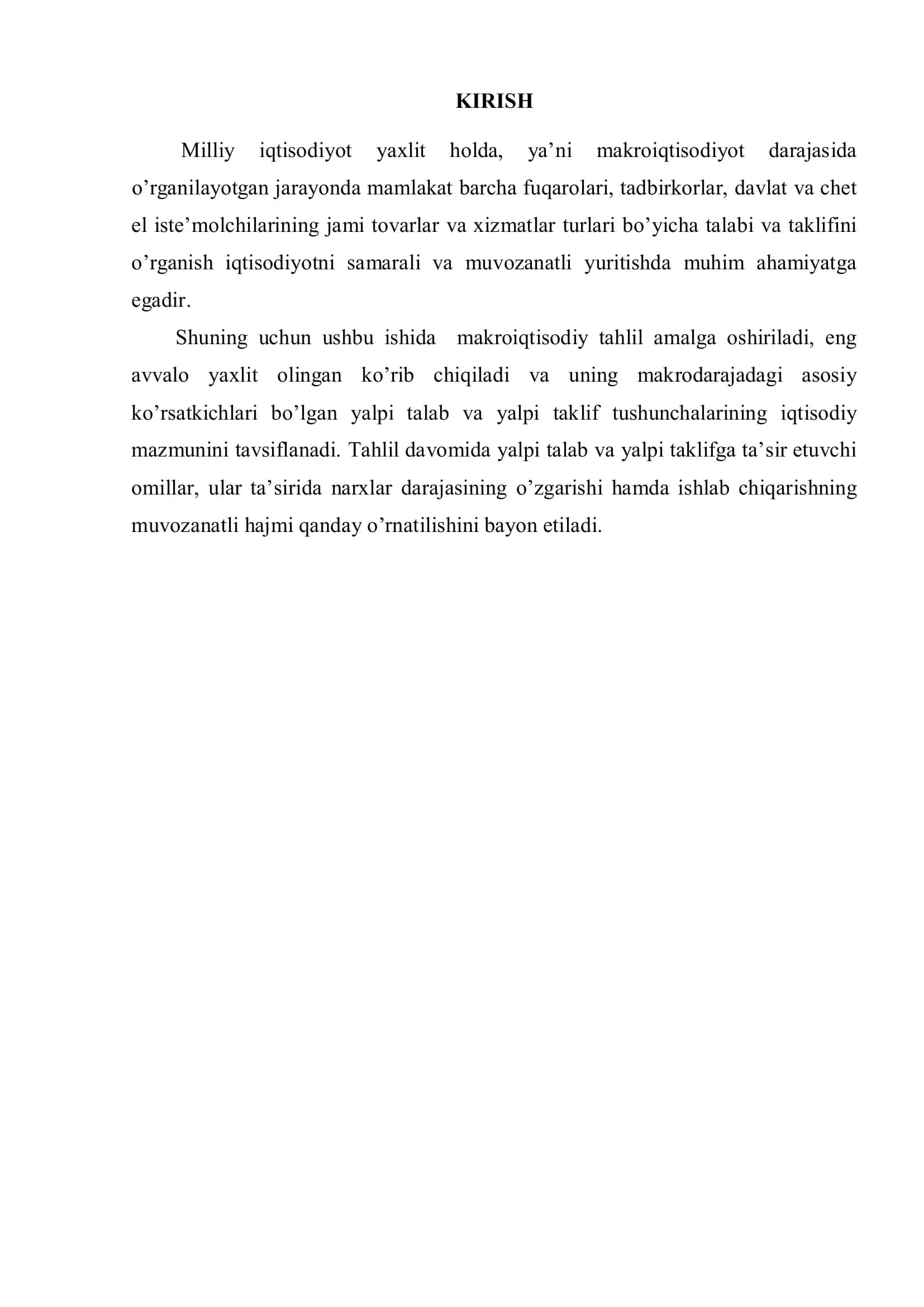 Yalpi talab va taklif nisbatlari.Маkroiqtisodiy muvozanat 3