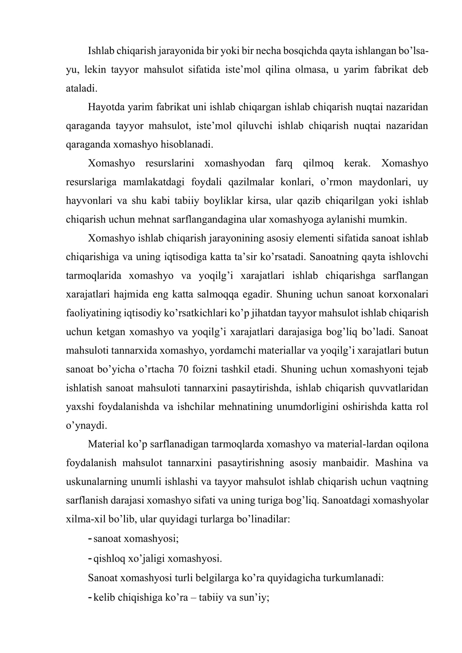 O’zbekiston sanoatining xomashyo manbai va uni joylashtirish 3