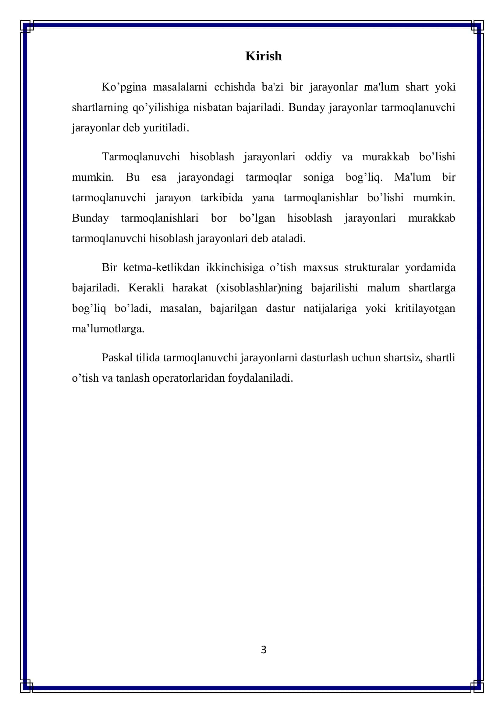 Tanlash operatorlari algoritmi 3