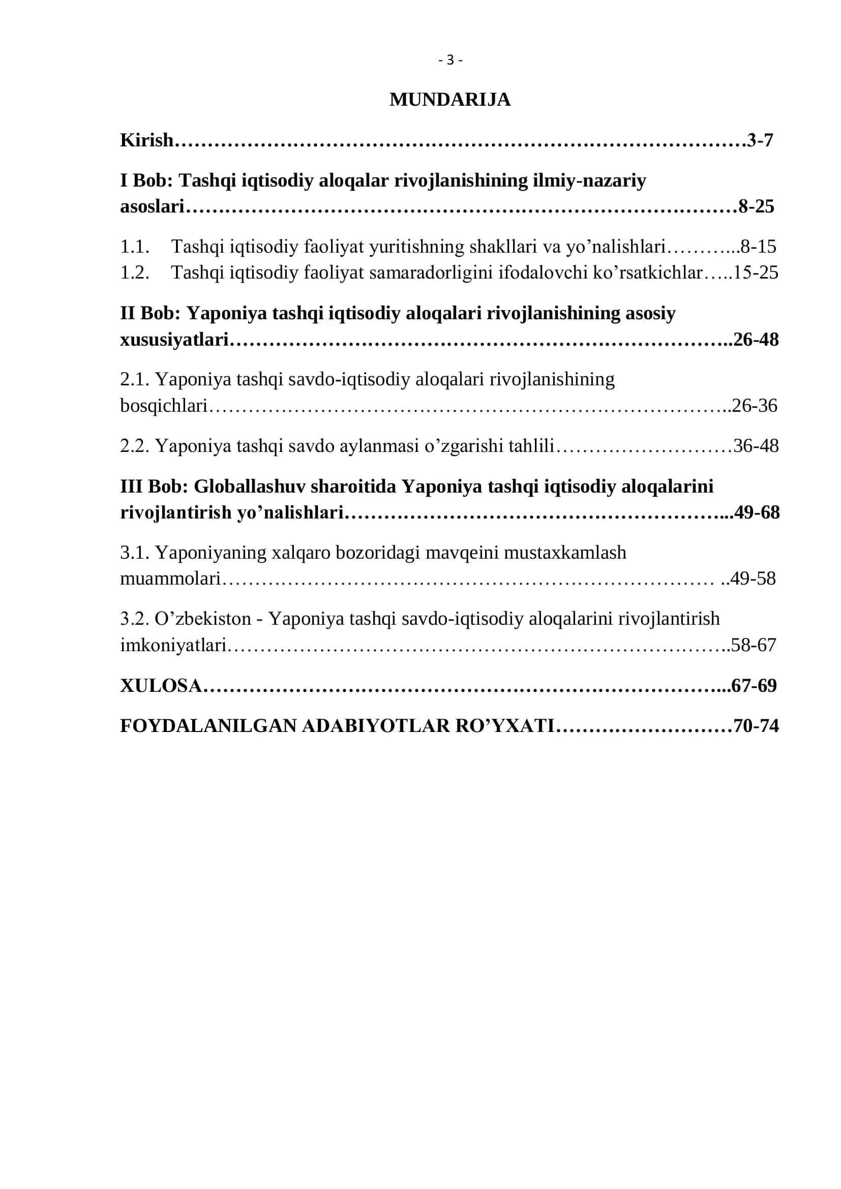 Globallashuv sharoitida Yaponiya tashqi iqtisodiy aloqalarining o’ziga xos jihatlari 3