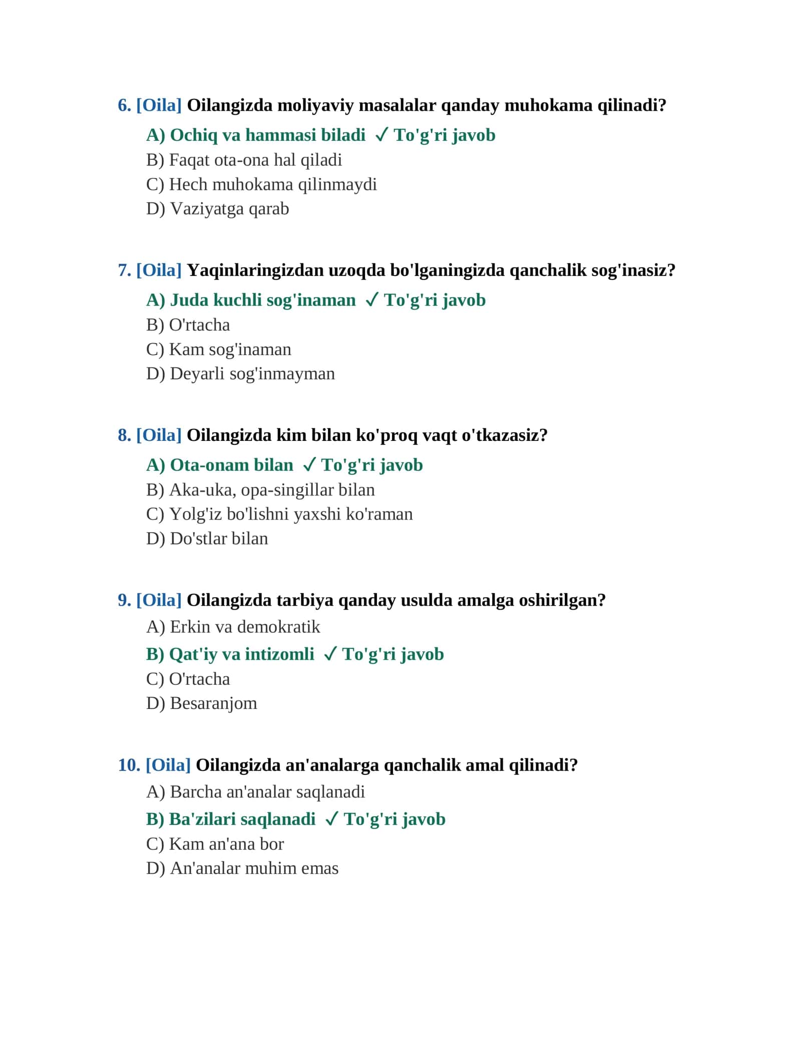 Bojxona psixologik test savollari 100 ta 3