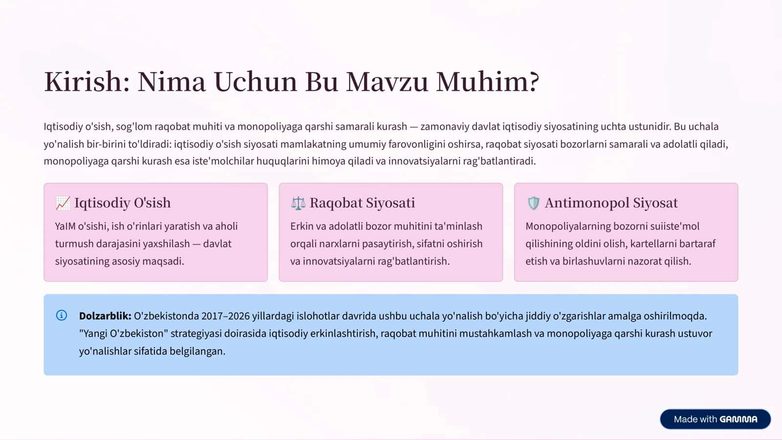 Iqtisodiy O'sish Siyosati, Raqobat Siyosati va Monopoliyaga Qarshi Kurash 3