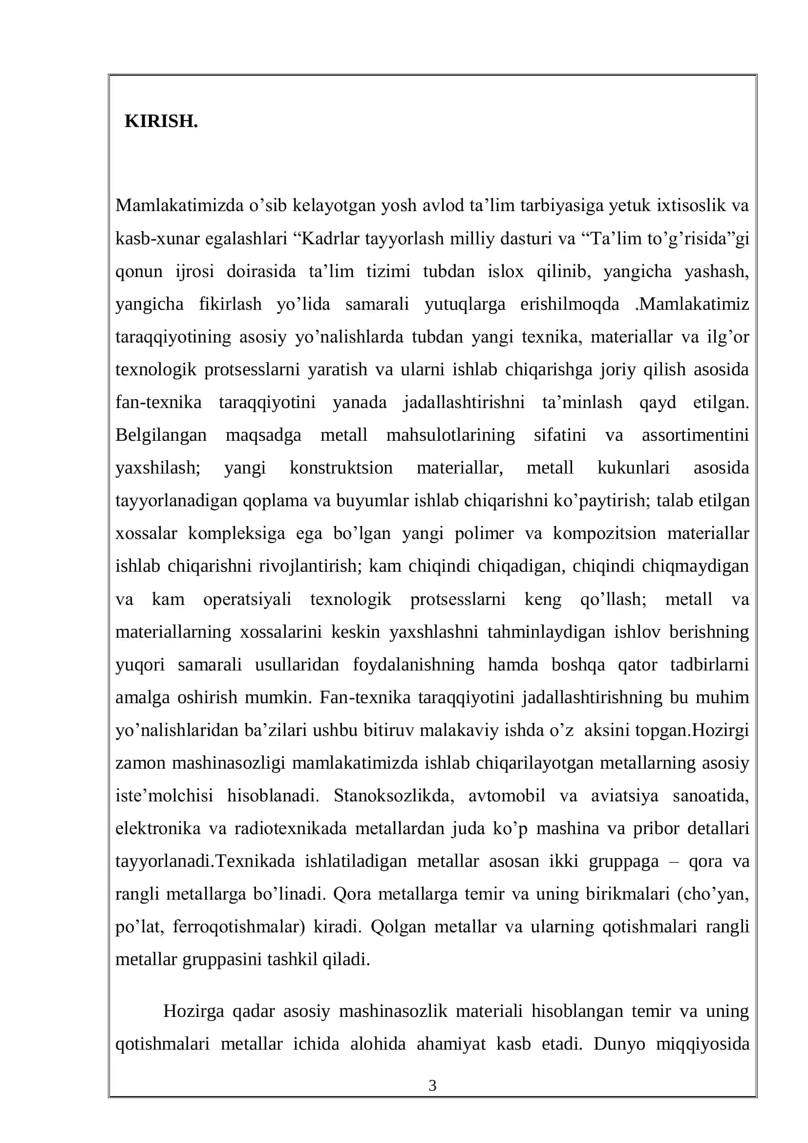 Kompozitsion materiallar, ularning tuzilishi, xossalari, ishlab chiqarish texnalogiyasi va qo’llanilishi 3