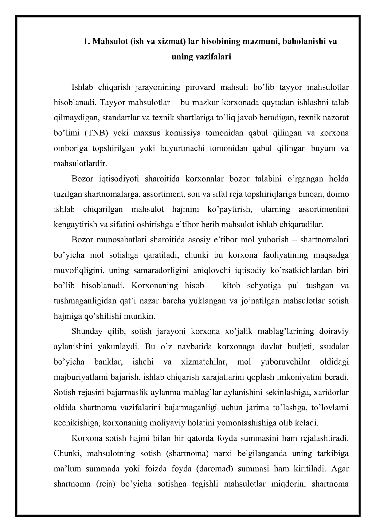 Mahsulot (ish, xizmat)larning kritik hajm darajasi va uning omilli tahlili 3