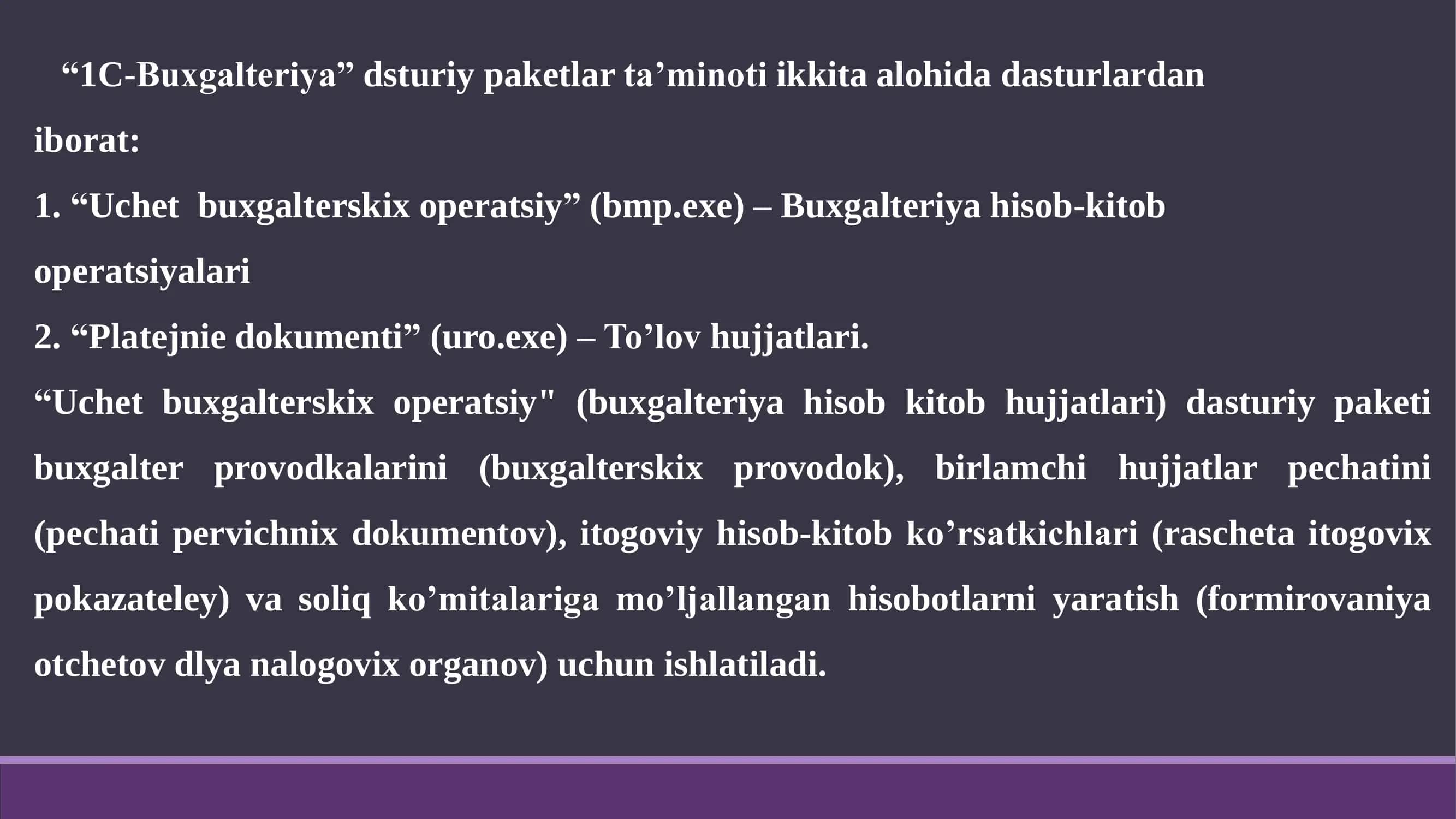 Iqtisodiy sohalarida qo'llaniladigan dasturlar 3