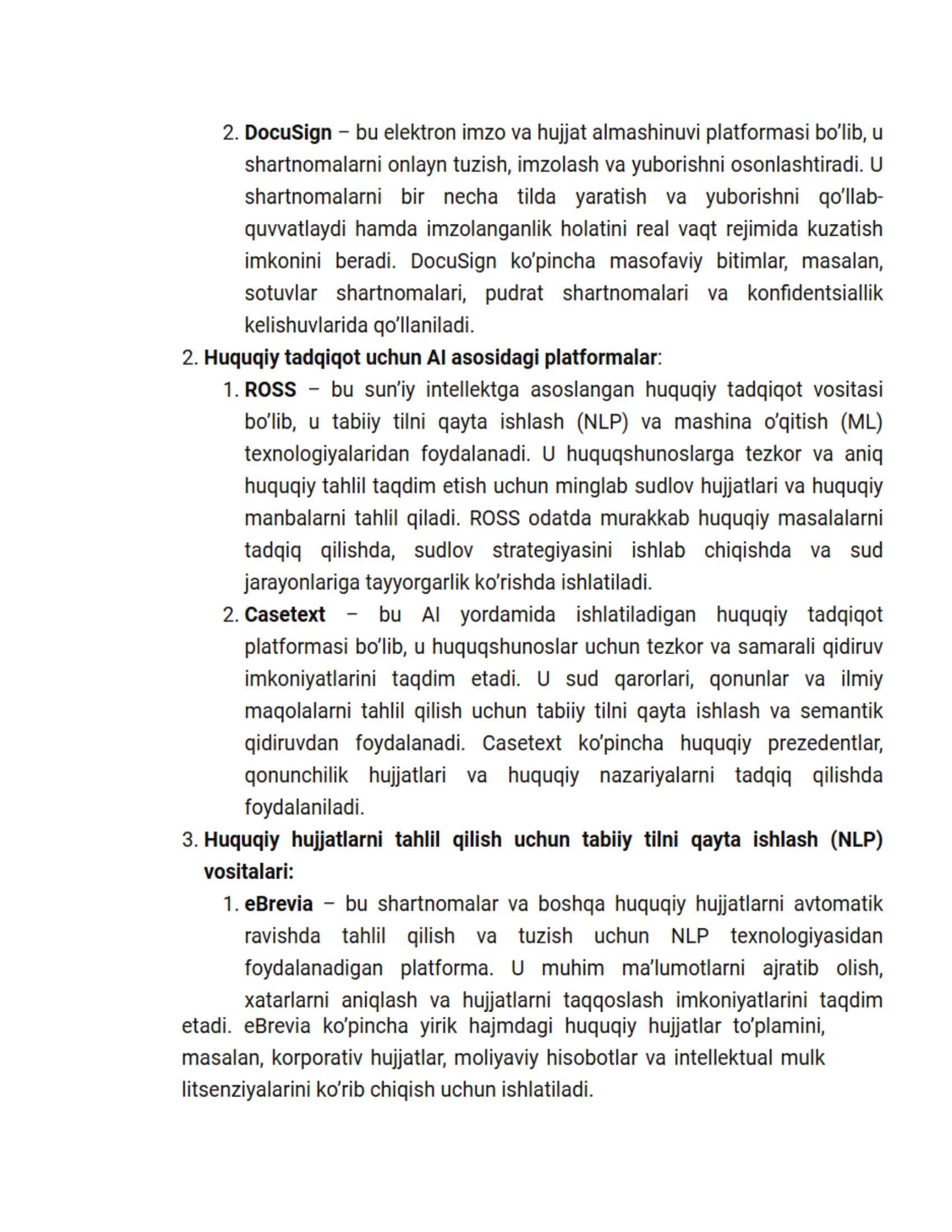 LEGALTECH huquqshunoslik rivojlanishining yangi sohasi 3