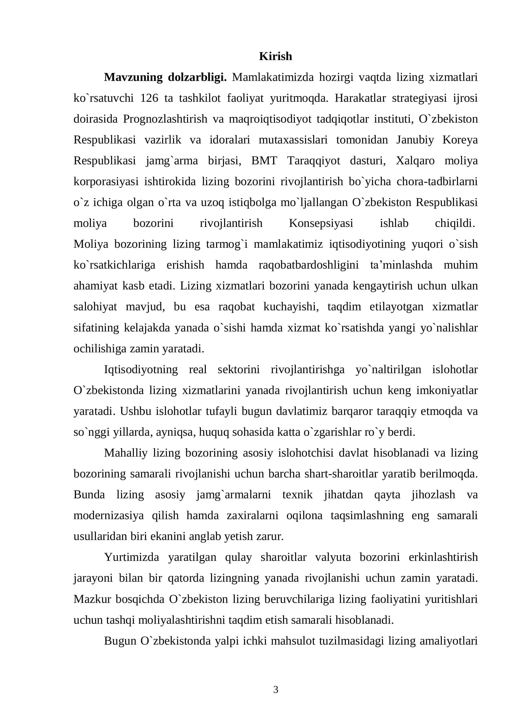 O`zbekistonda lizing operasiyalarini amalga oshirish tizimini takomillashtirish yo`llari 3