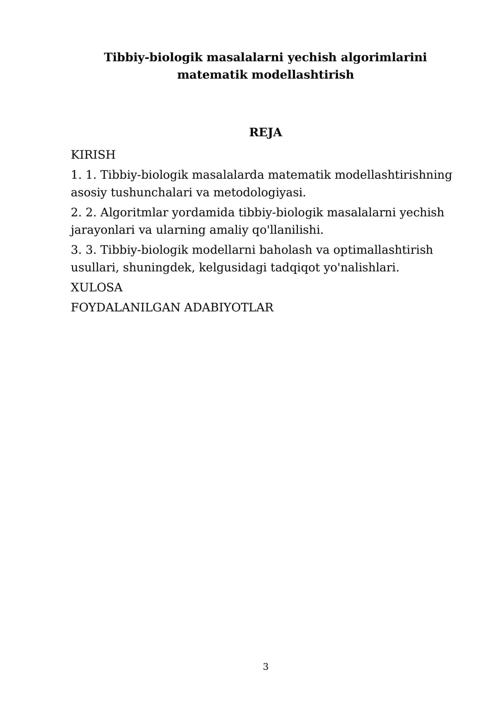 Tibbiy-biologik masalalarni yechish algorimlarini matematik modellashtirish 3