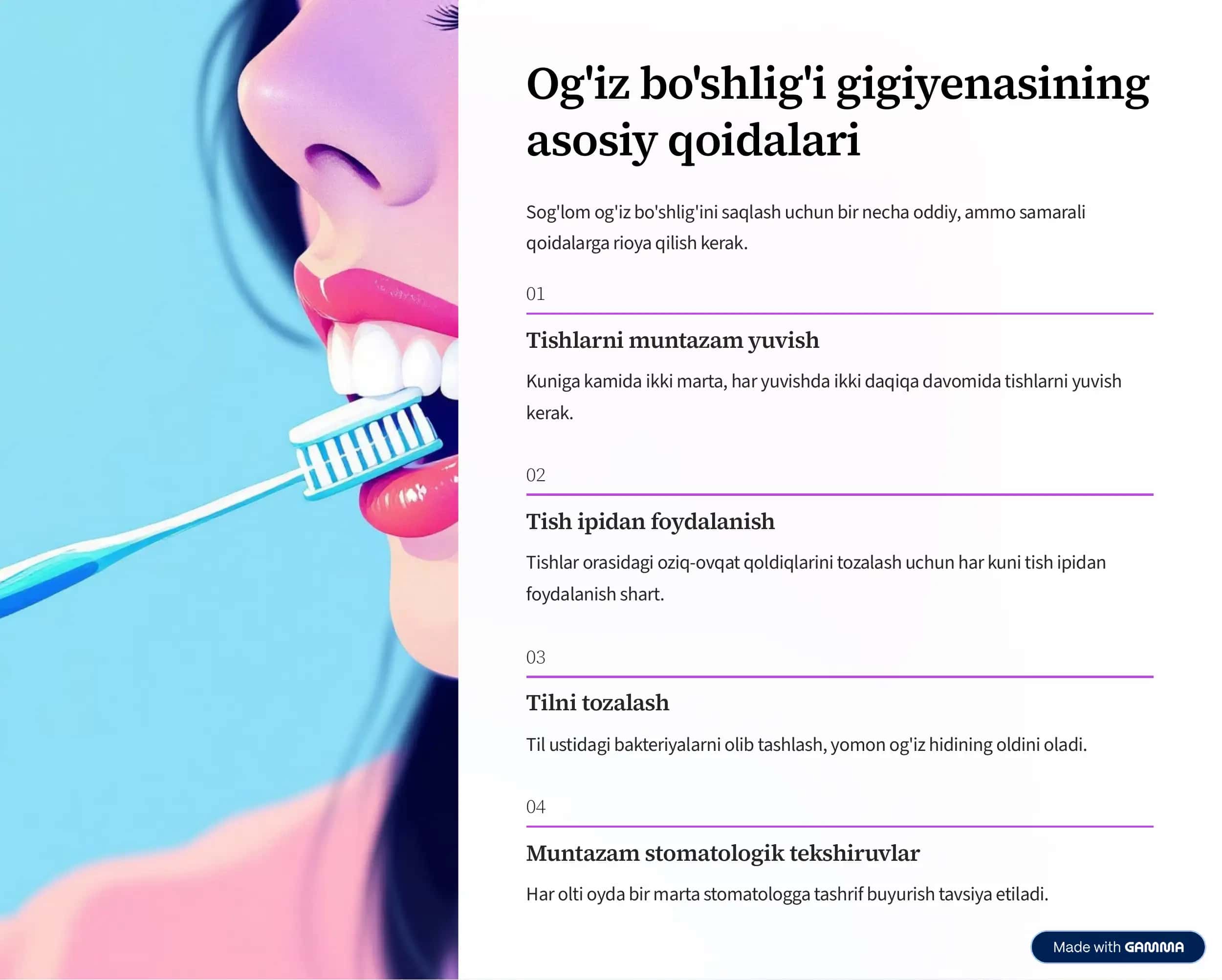 Og'iz bo'shlig'i gigiyenasi va stomatologik bemorlarni parvarishlash 3