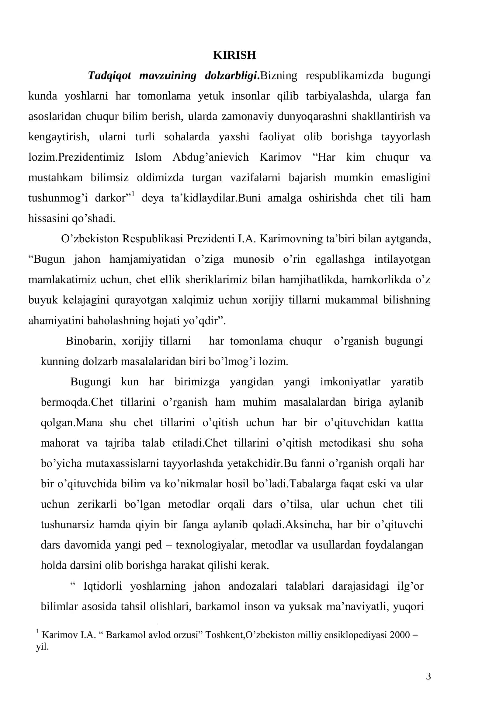 CHET TILLARINI O’QITISH METODIKASI 3