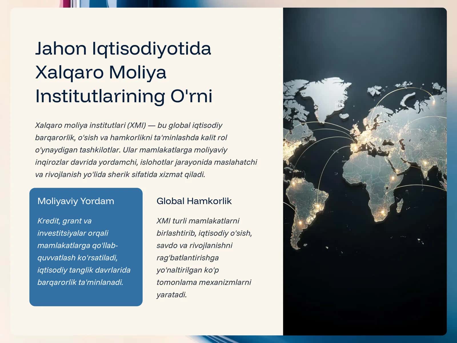 Jahon Iqtisodiyotida Xalqaro Moliya Institutlarining O'rni 3