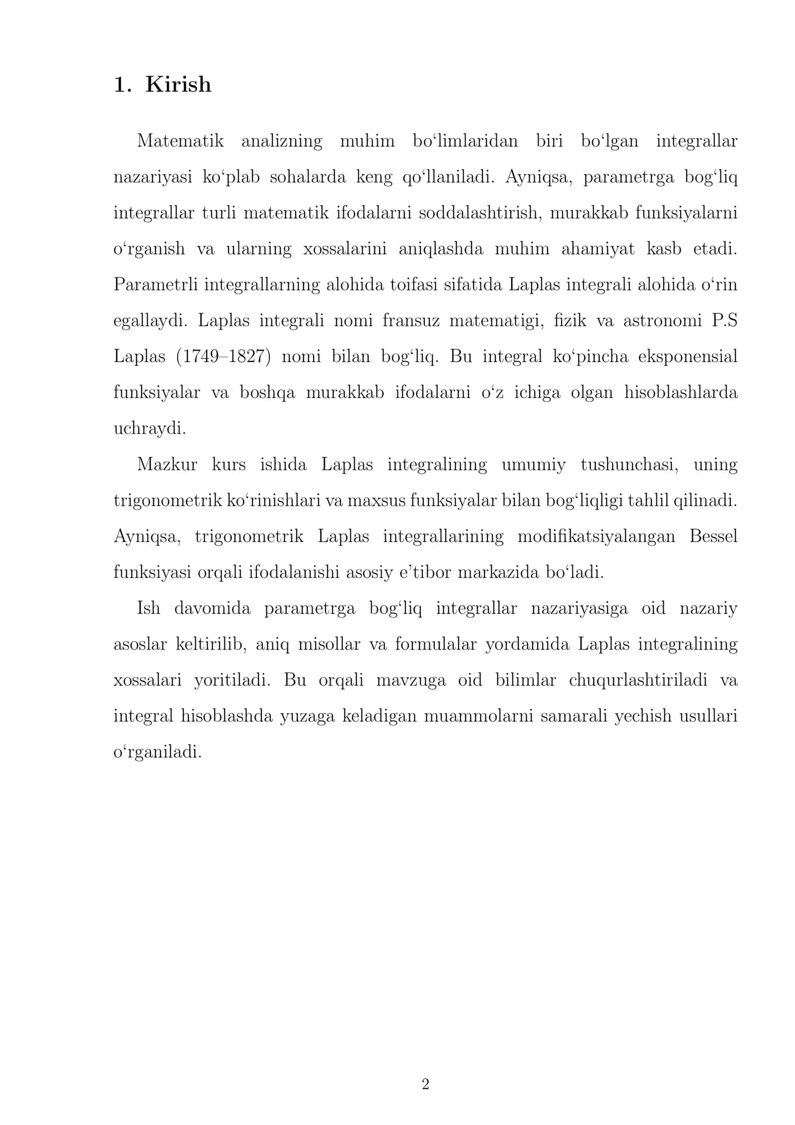 Laplas integrali va uning tatbiqlari 3