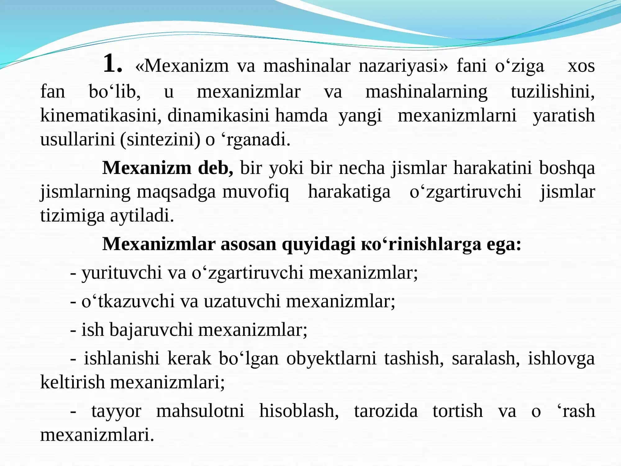 MASHINA VA MEXANIZMLAR NAZARIYASI 3