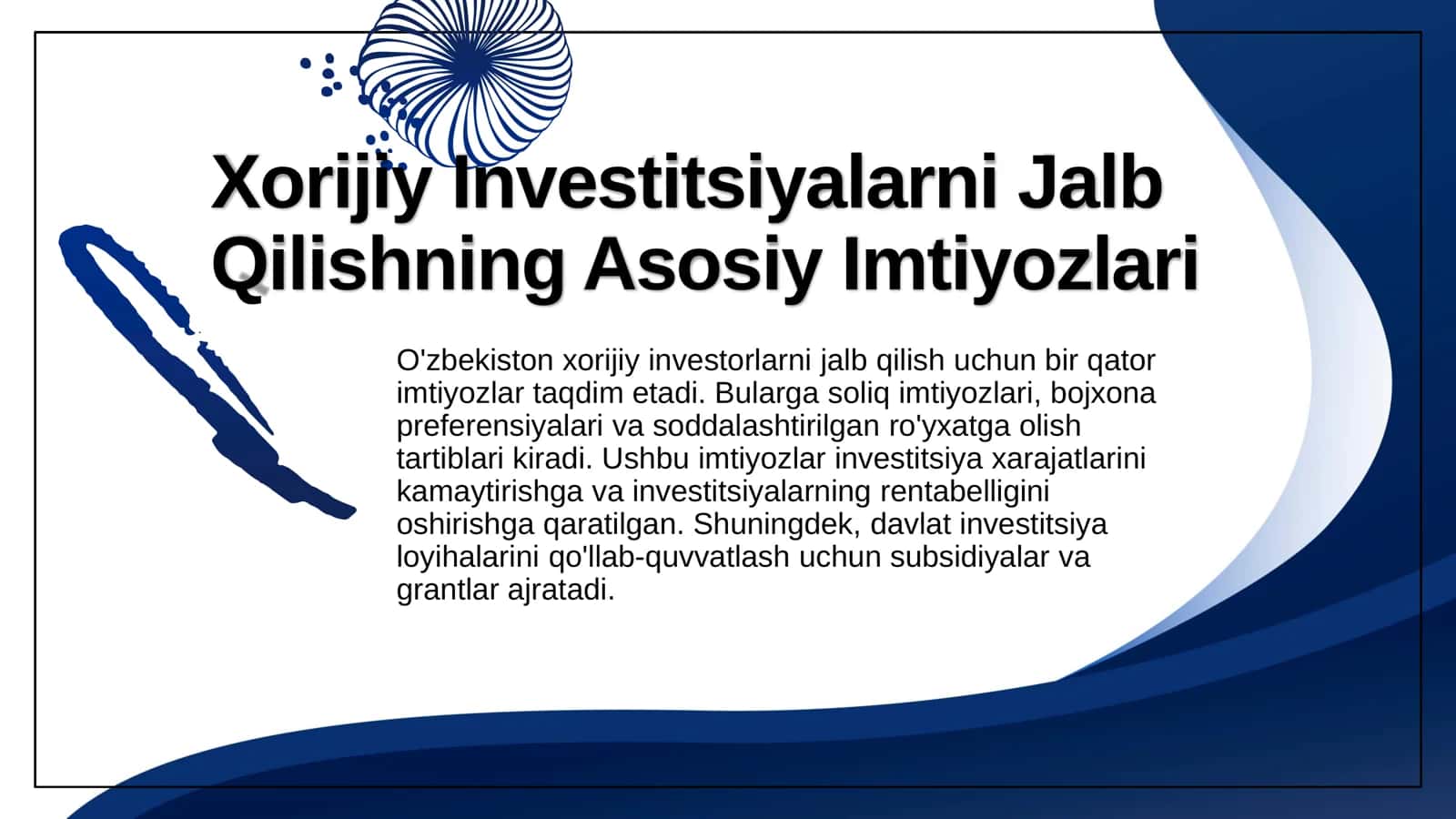Xorijiy investorlarga beriladigan imtiyozlar va kafolatlar 3