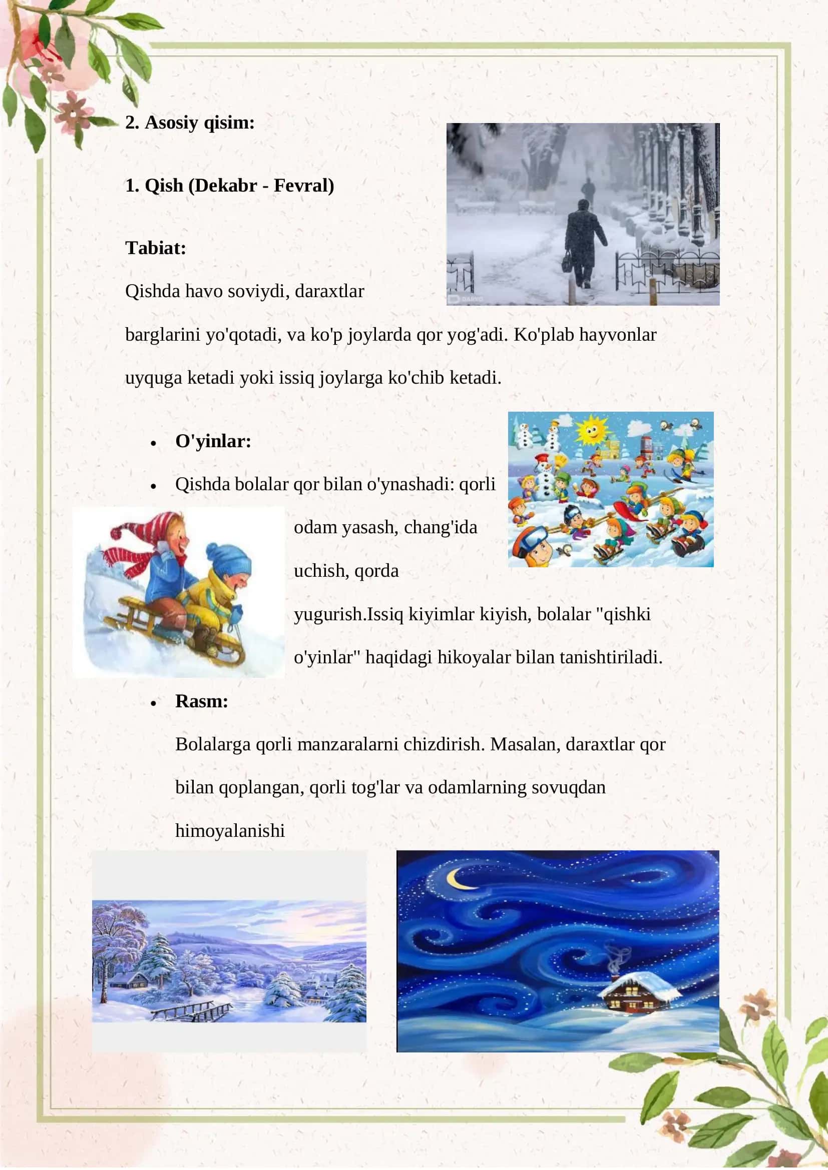 Bolalarni yil fasllari bilan tanishtirish 3