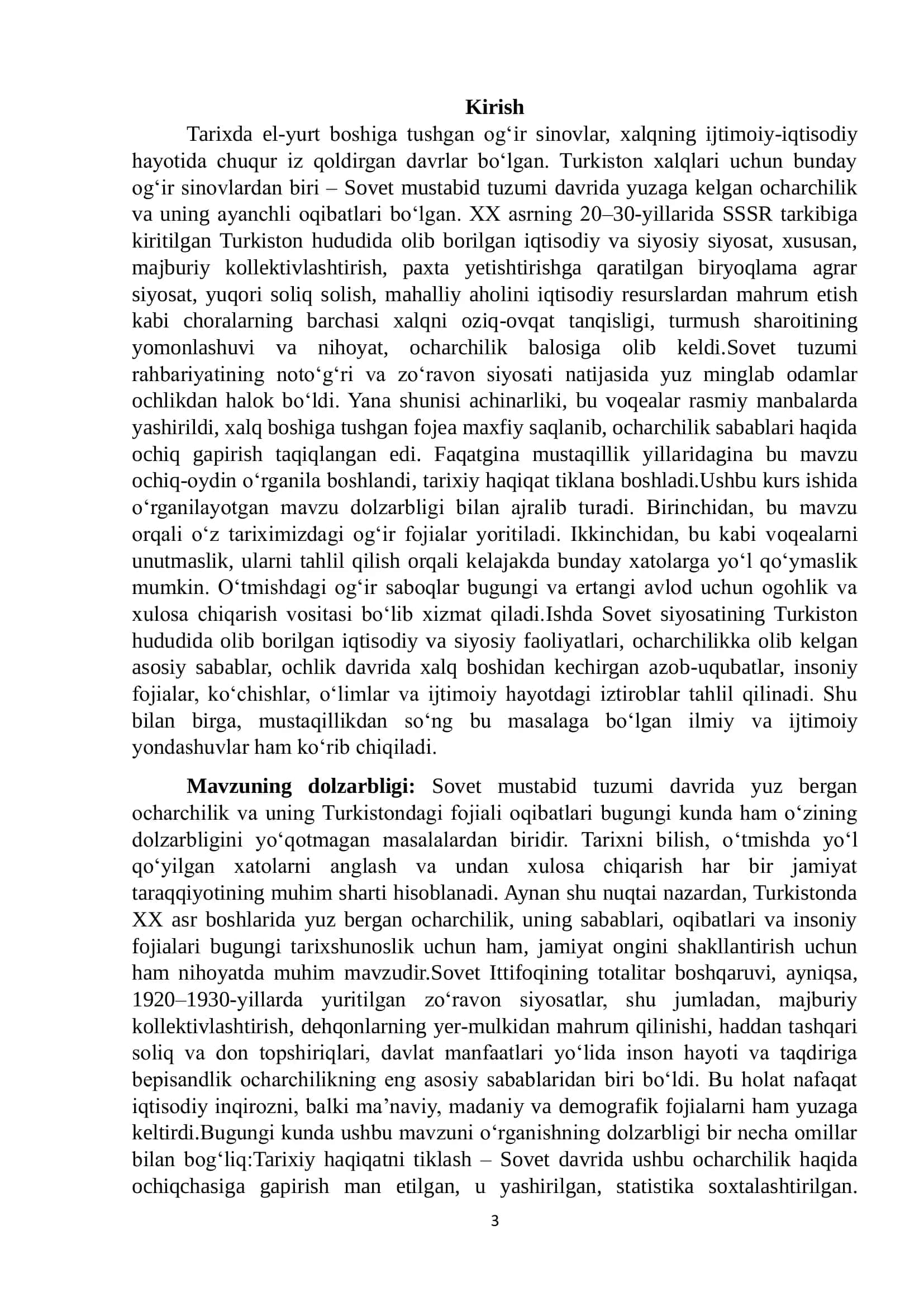 Sovet mustabet tuzumi davrida Turkistondagi ocharchilik va uning fojialari 3