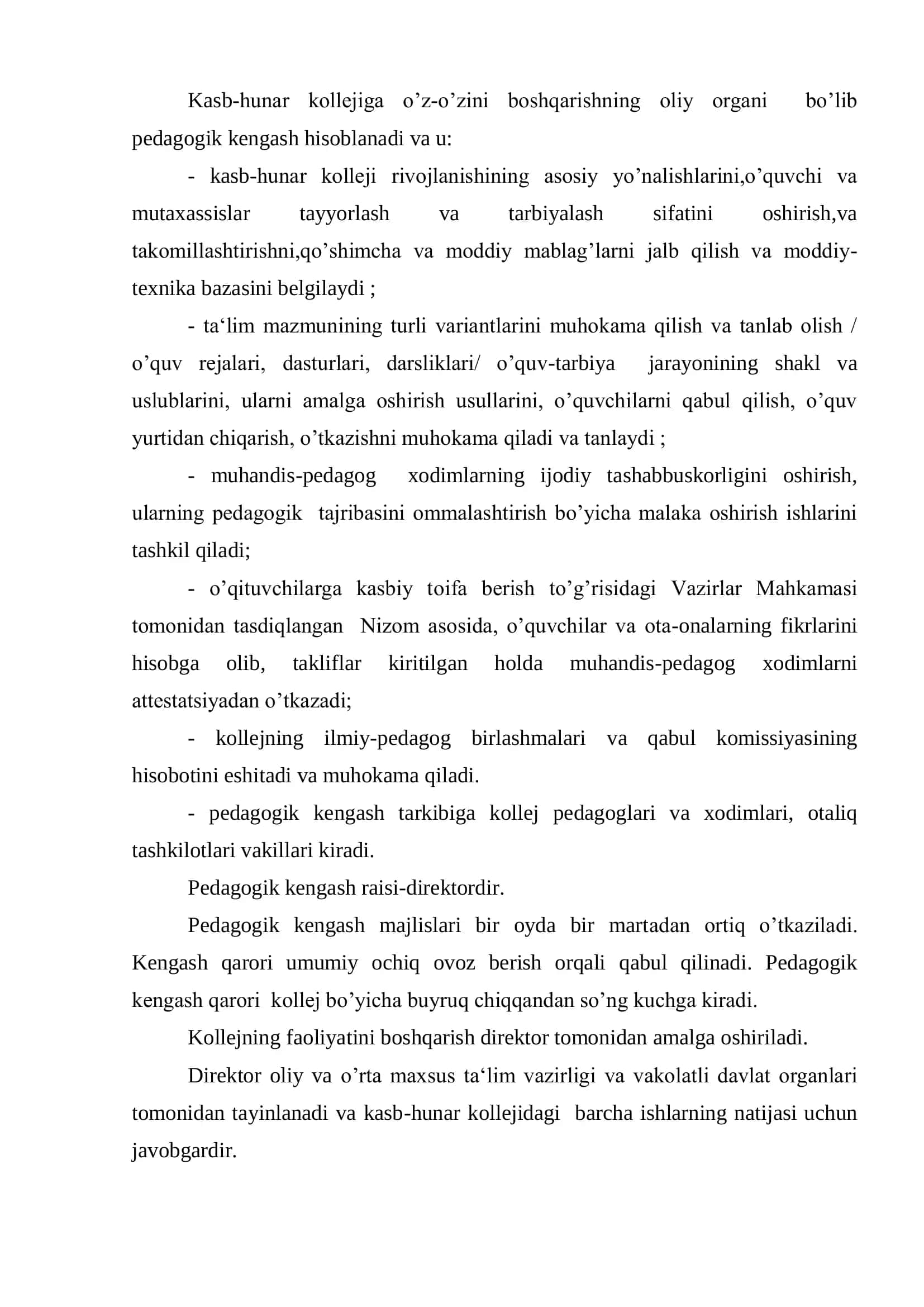 O'RTA MAXSUS, KASB-HUNAR TA'LIMI MUASSASALARINI BOSHQARISH 3