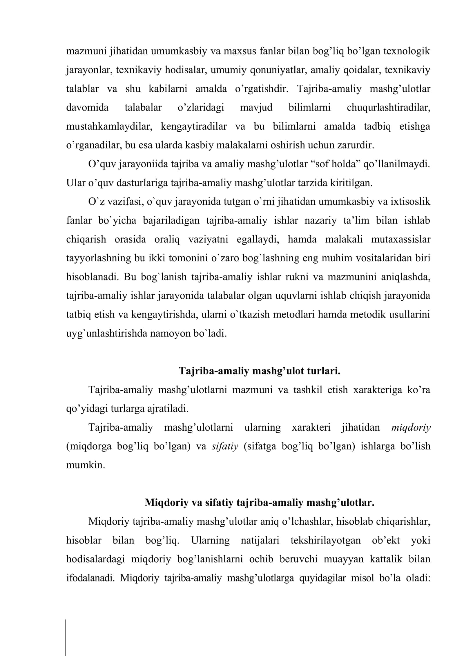 Maxsus fanlardan tajriba - amaliy mashg’ulotlarini o’tkazish metodikasi 3
