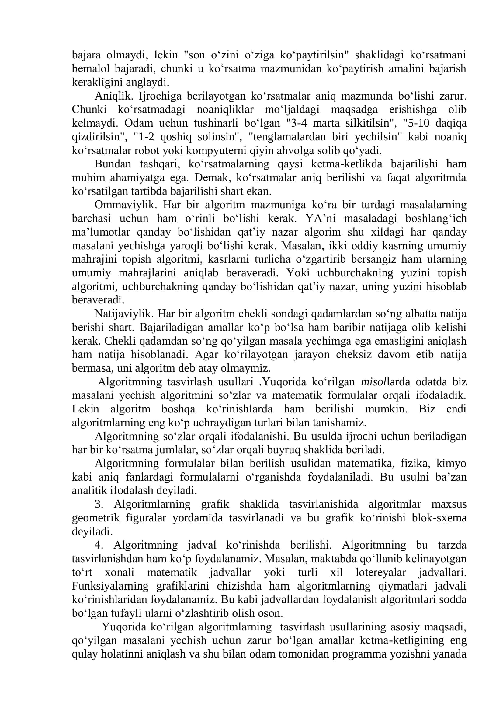 Mаvzu.Algoritmlаr, ulаrning хоssаlаri, Bеrilish usullаri vа strukturаlаri 3