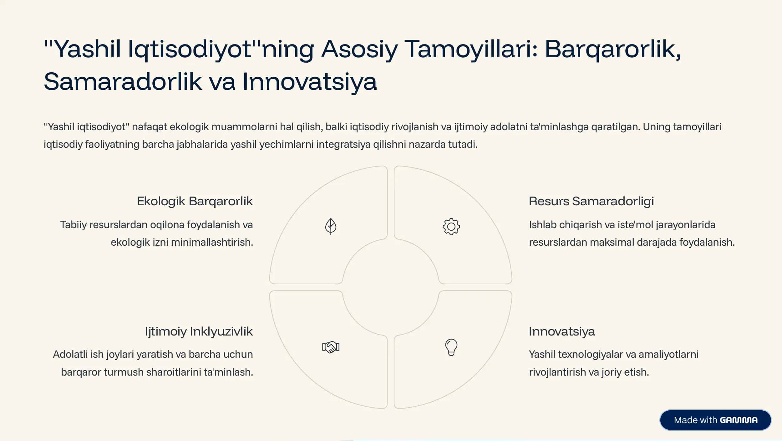 Yashil Iqtisodiyotga O»tish: Zaruriyat, Tamoyillar va Dastaklari 3