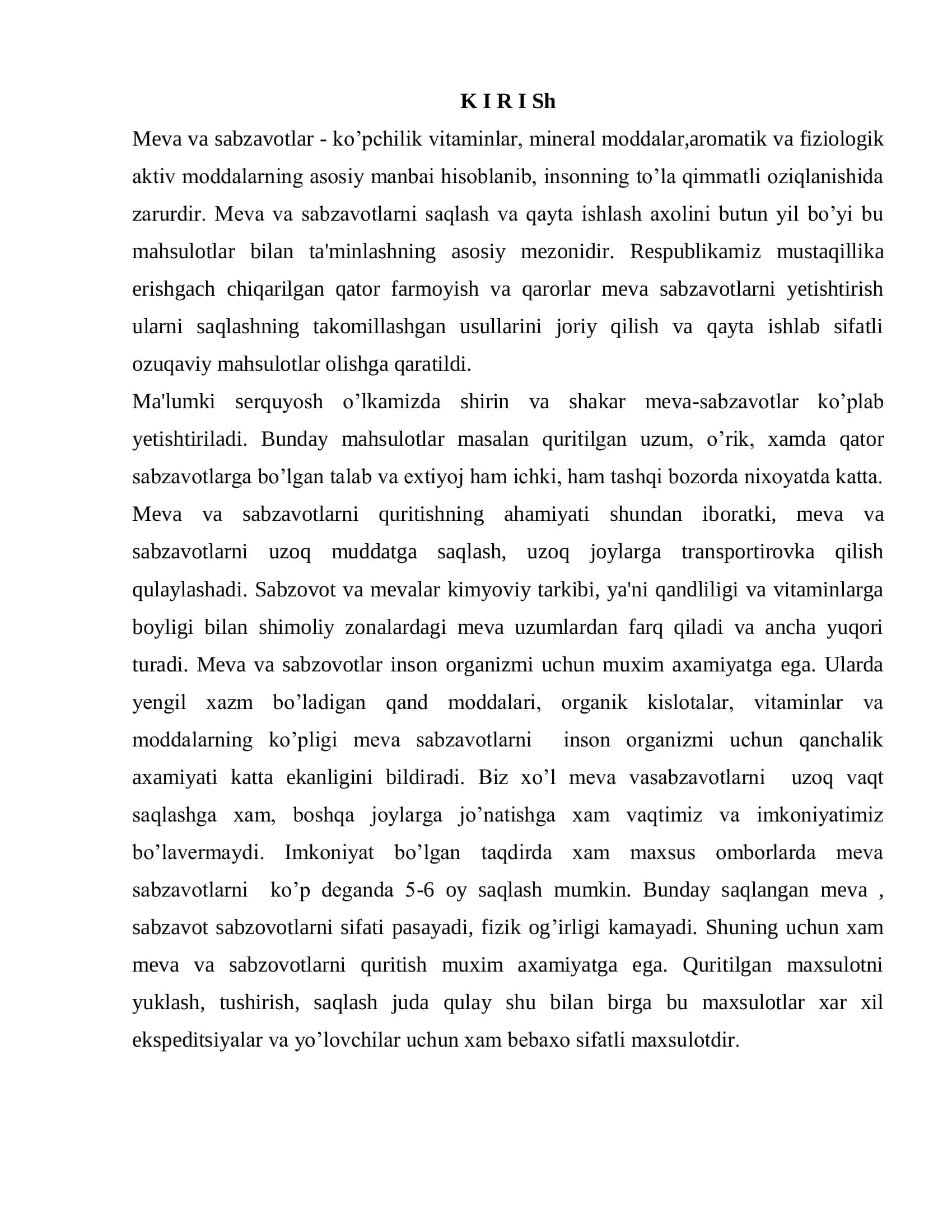 Qishloq xo’jalik mahsulotlarini saqlash va dastlabki ishlash texnologiyasi ta'lim yo’nalishi bitiruvchisi 3