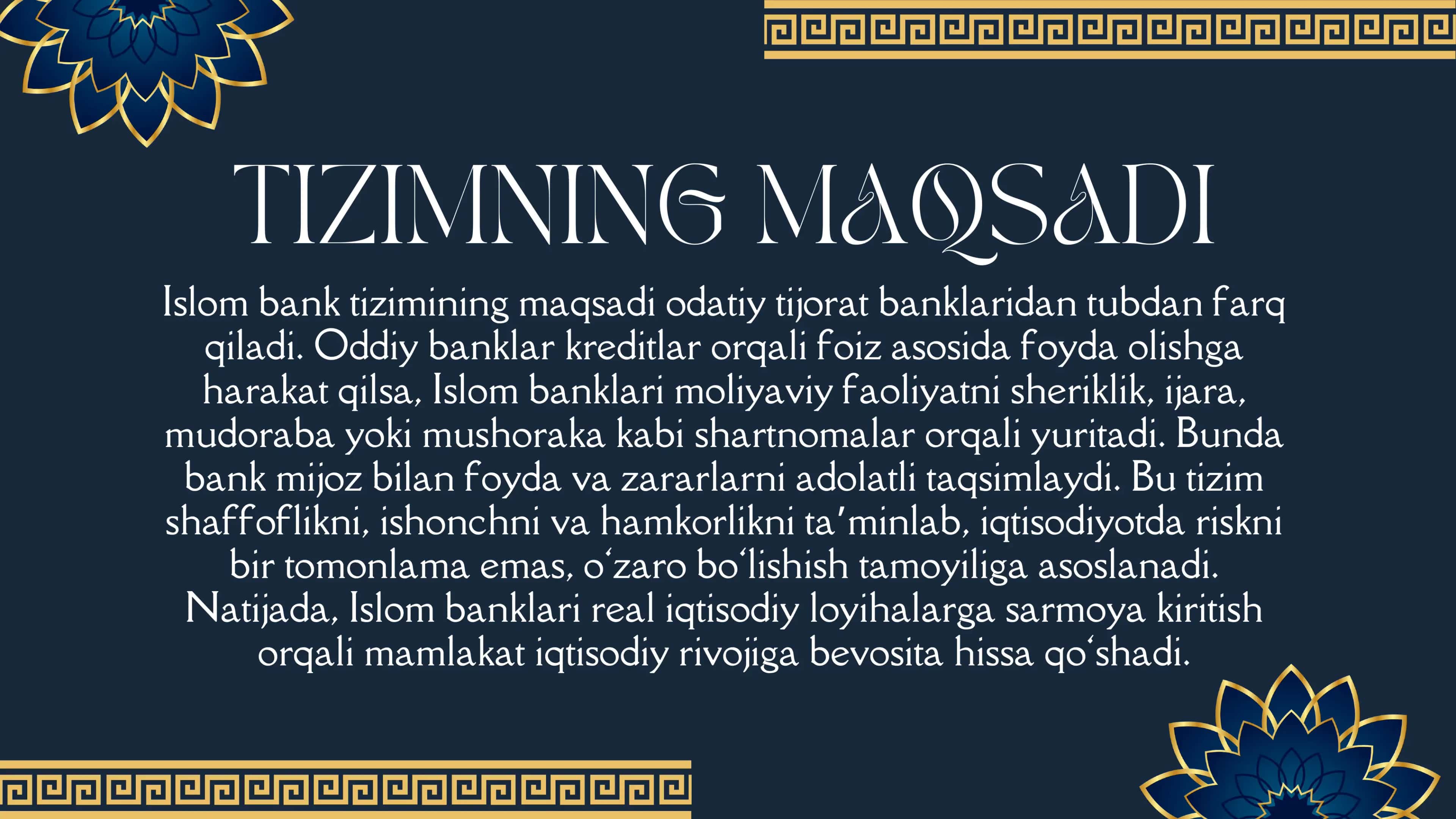 Islom bank ishini tashkil etishning maqsadi va falsafasi 3