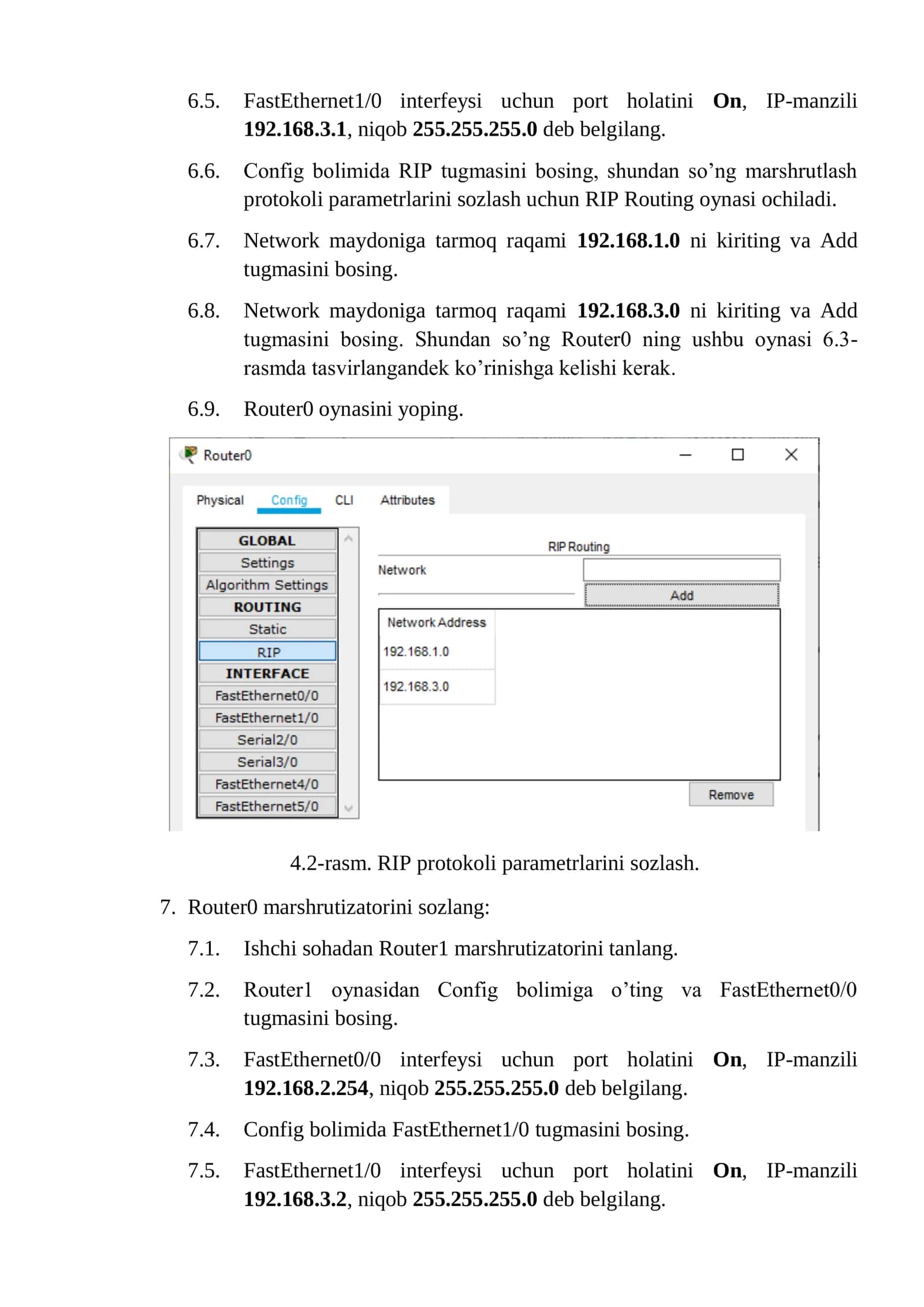 Cisco Packet Tracer dasturida WAN tarmoqlarini loyihalash. Statik  va dinamik marshrutlash. 3