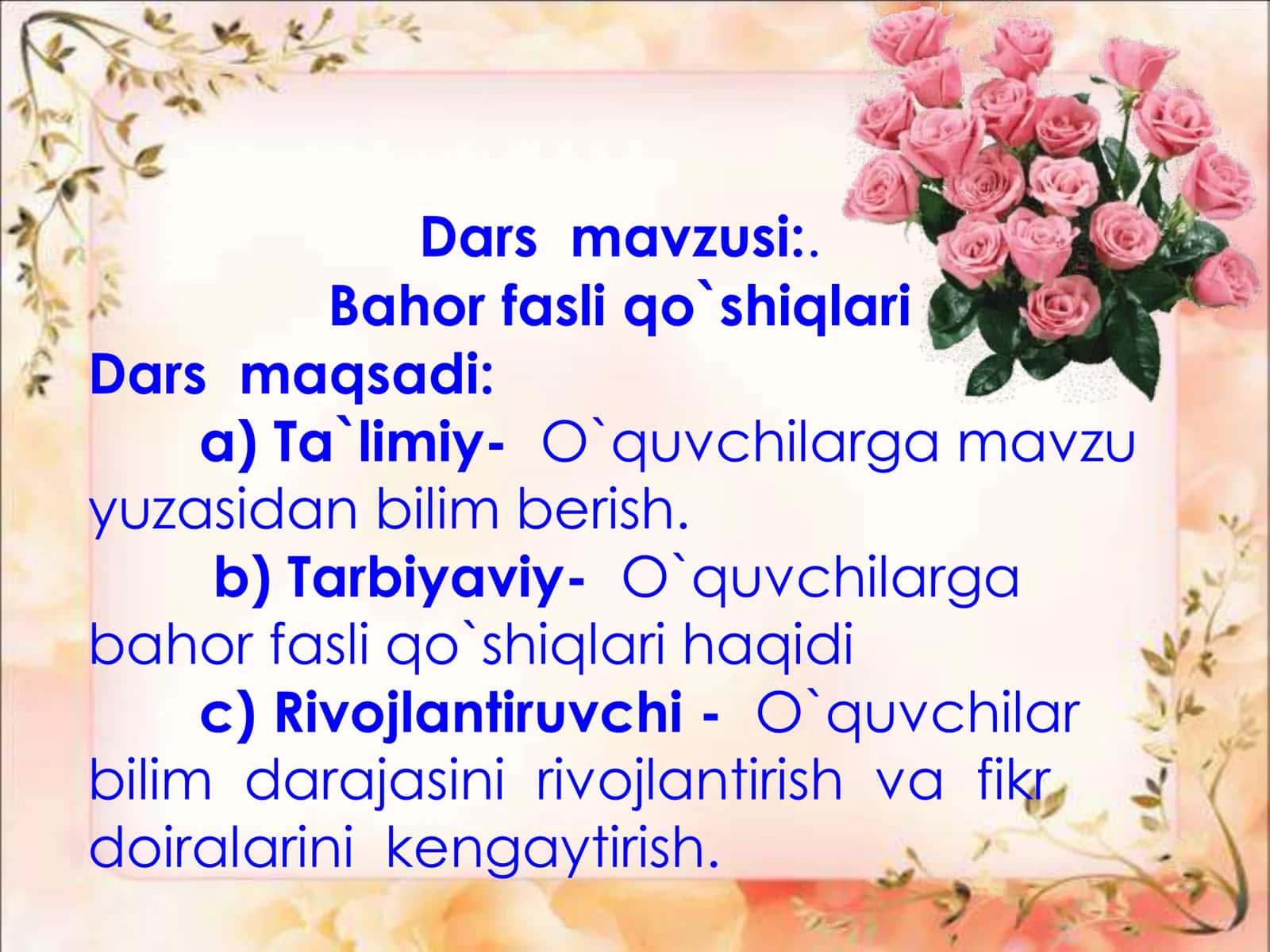 4-sinf Musiqa fanidan Bahor fasli qo'shiqlari ochiq dars ishlanma 3